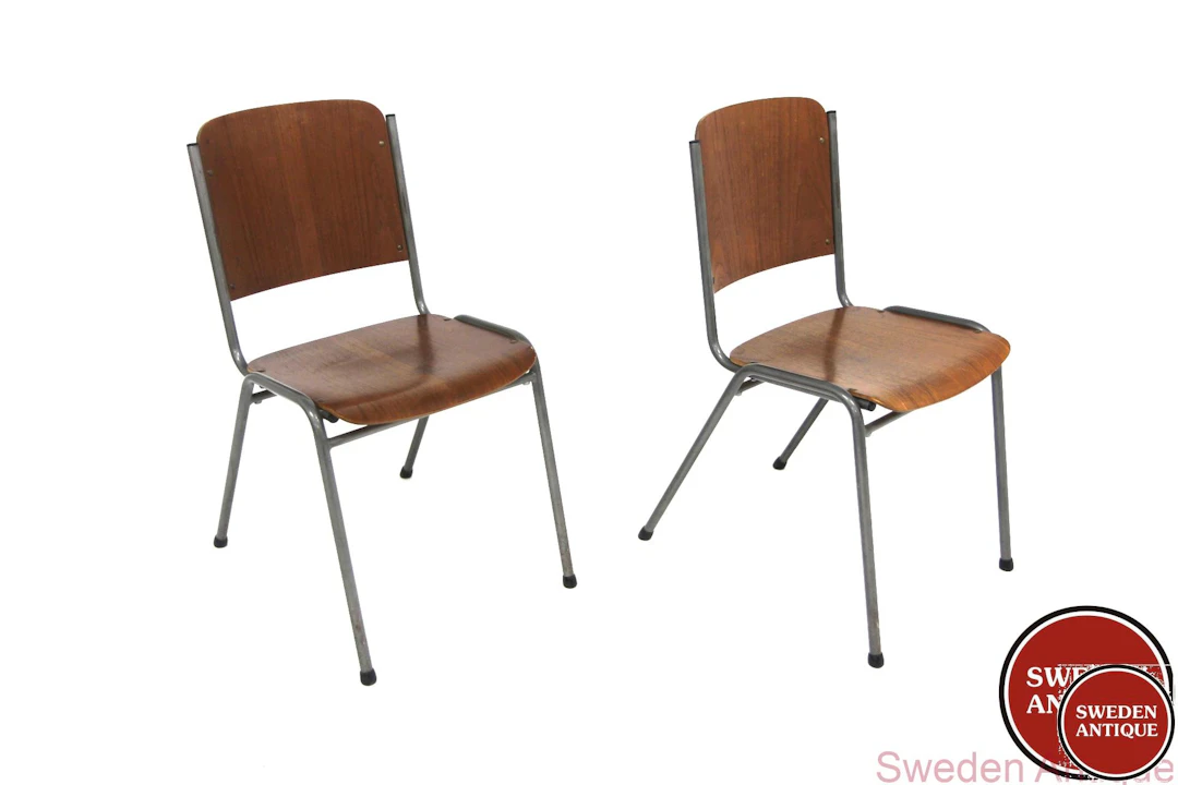 2 Chairs 1950s Swe. Teak Metal