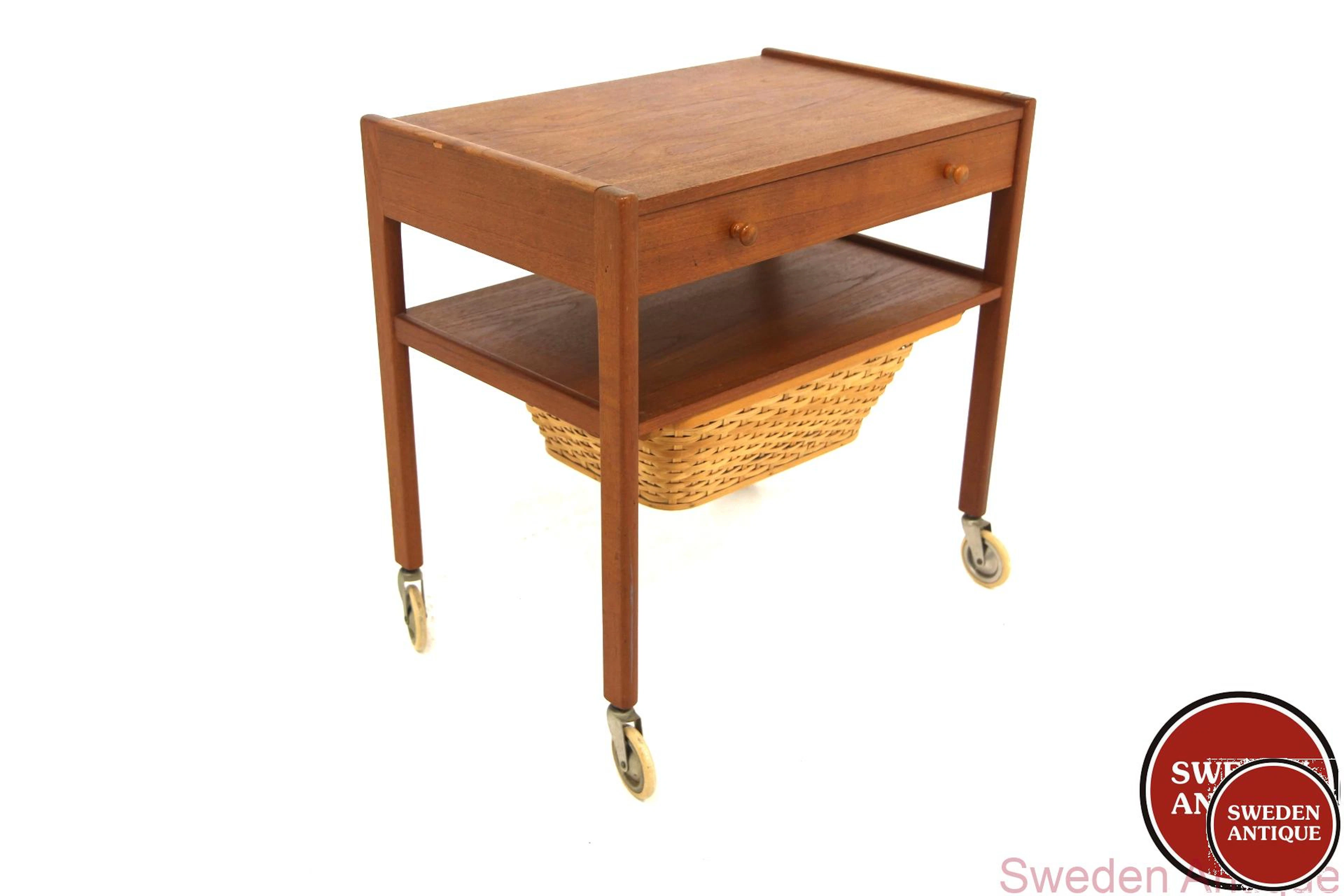 Sewing table 1960s Den. Teak Rattan