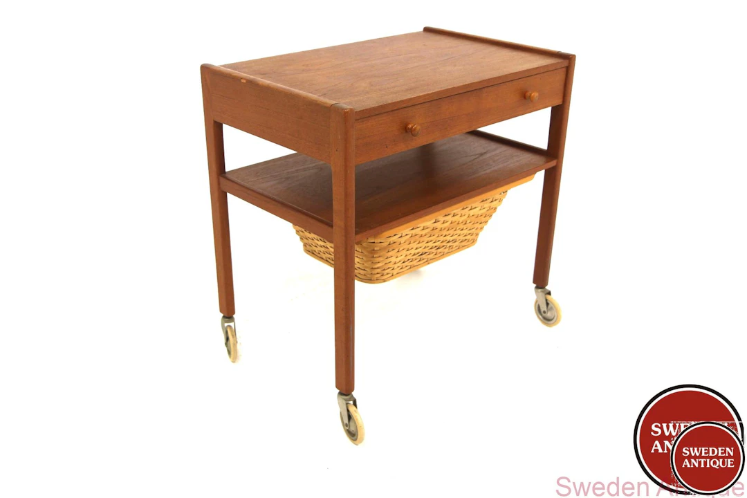 Sewing table 1960s Den. Teak Rattan