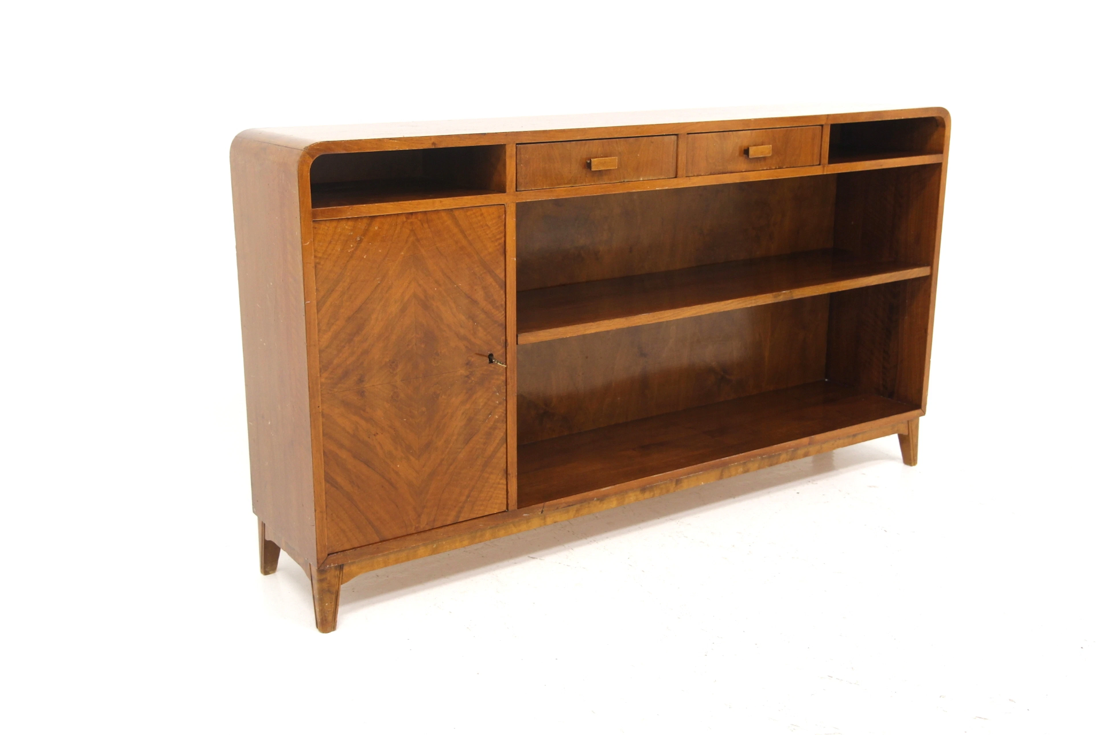 Bookshelf Swedish Modern Year: 1930s Origin: Swe. Material: Walnut