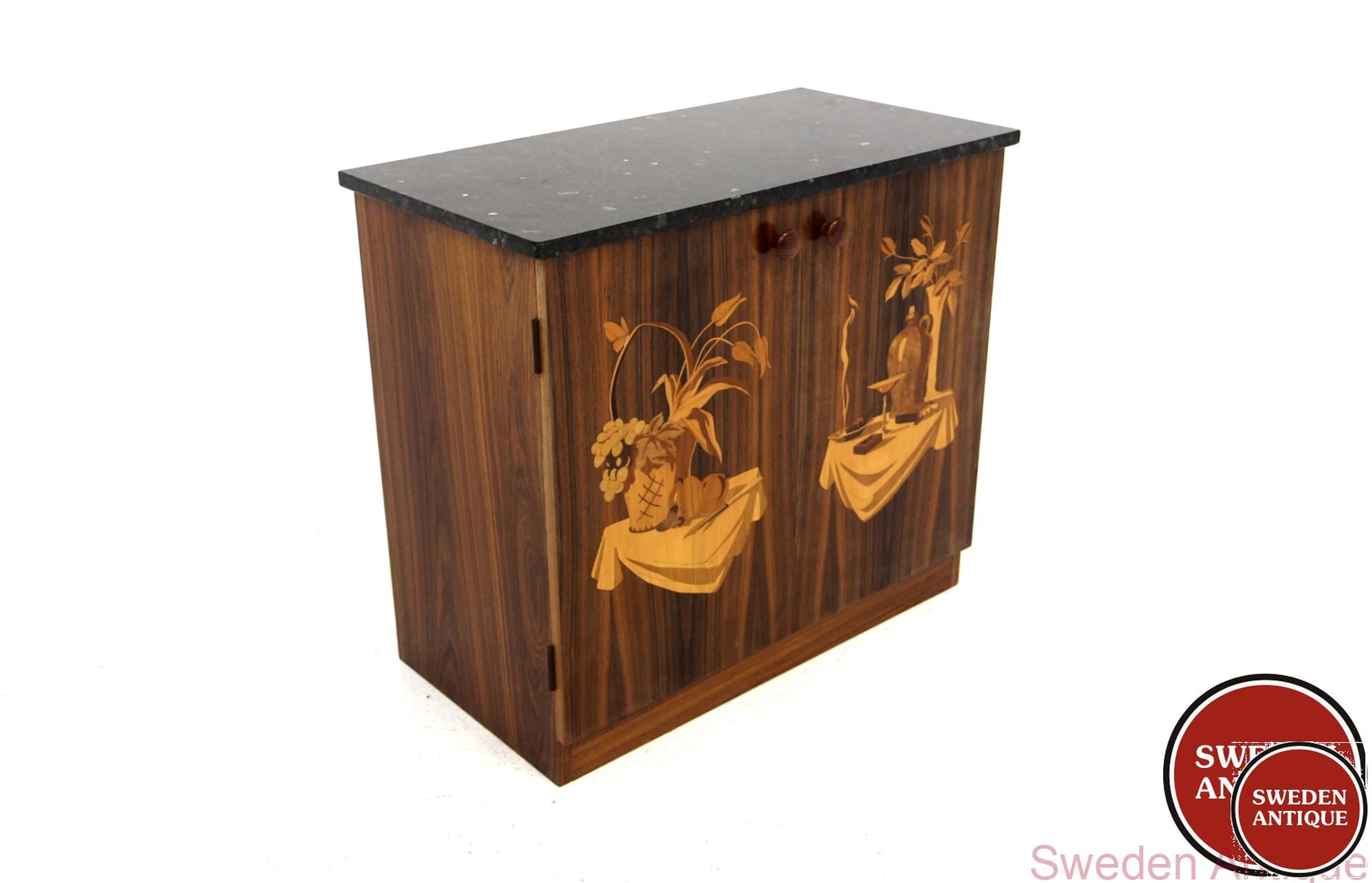 Cabinet Mjölby Intarsia Year: 1950s Origin: Swe. Material: Rosewood