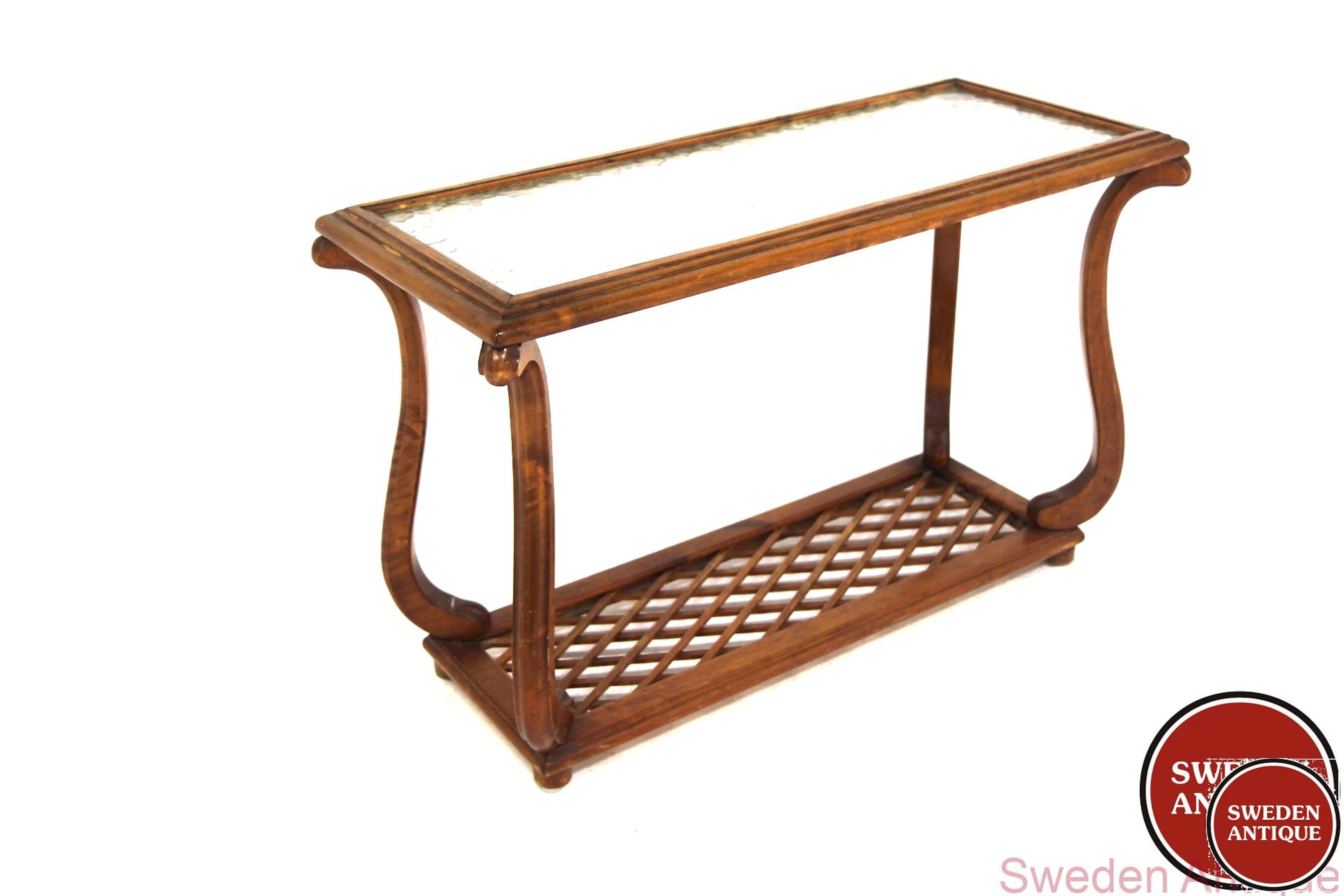 Side table 1940s Swe. Mahogany Glass
