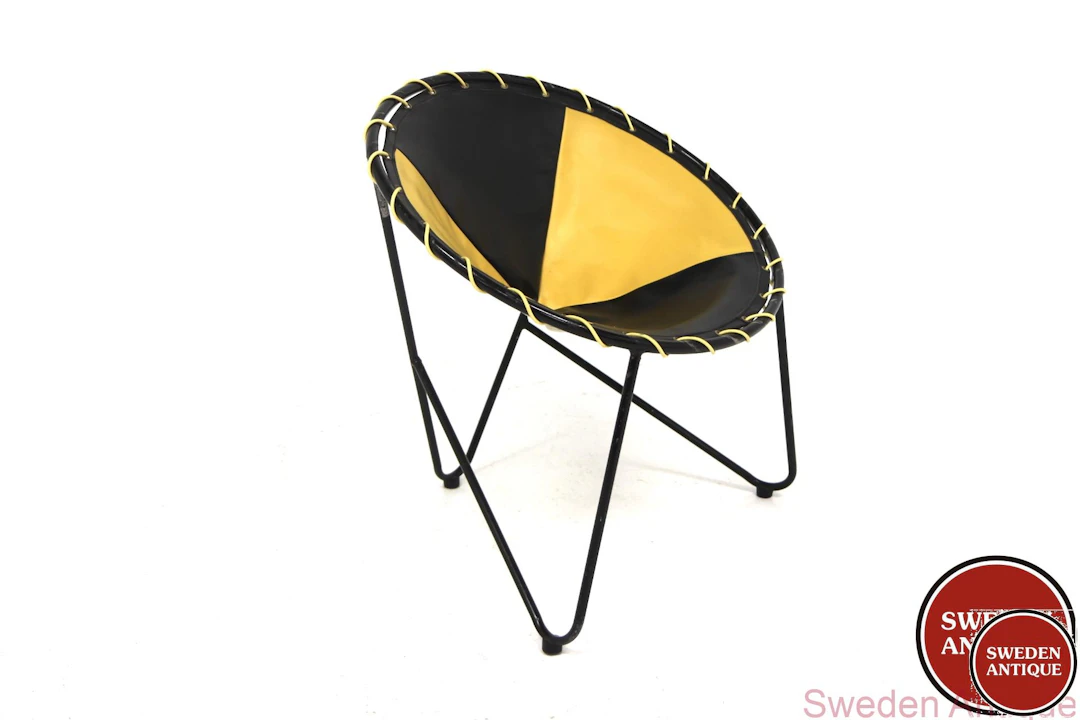 Childrens chair 1980s Swe. Metal Vinyl