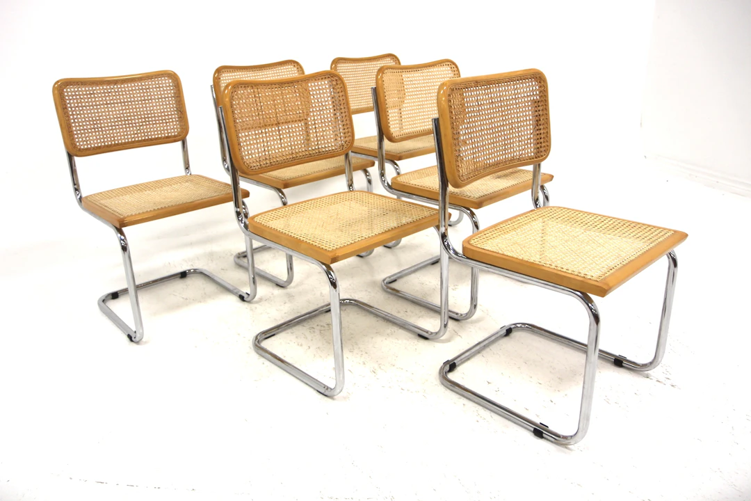 6Pcs Chairs Cesca chair after Marcel Breuers design 1928 Year: 1990s