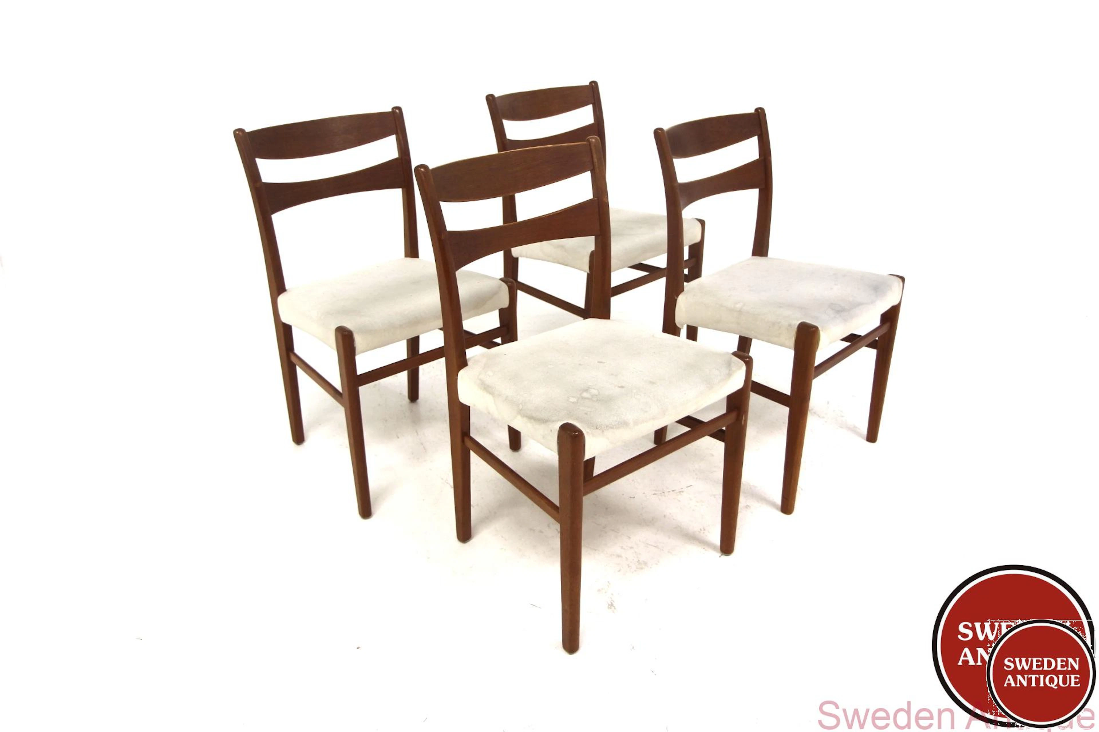 4Pcs Chairs Year: 1960s Origin: Swe. Material: Teak W: 46cm D: 51cm