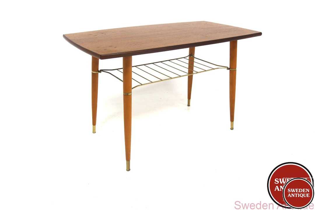 Coffee table Year: 1950s Origin: Swe. Material: Teak beech Metal W: