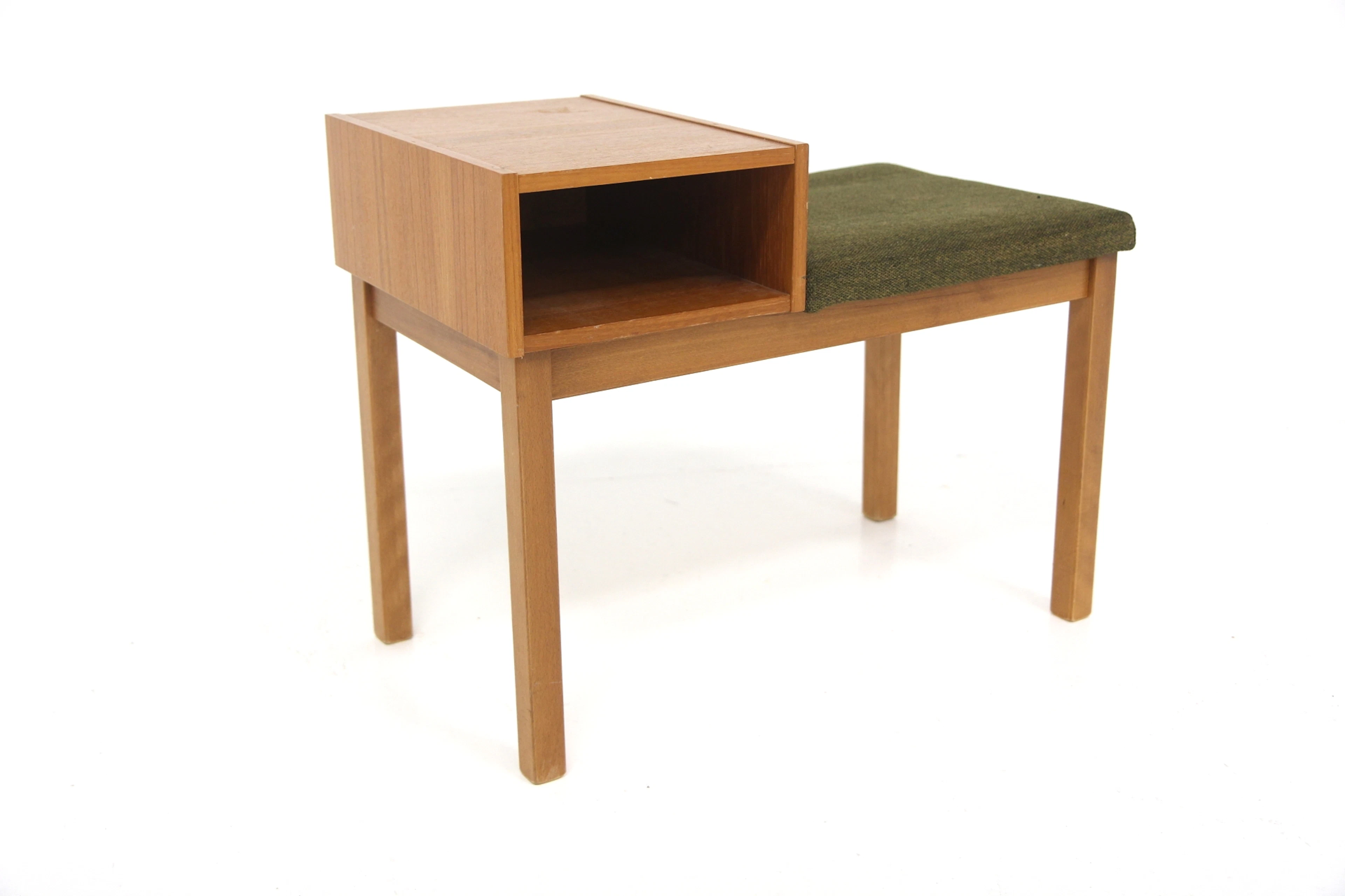 Phone bench Year: 1960s Origin: Swe. Material: Teak Beech W: 63cm