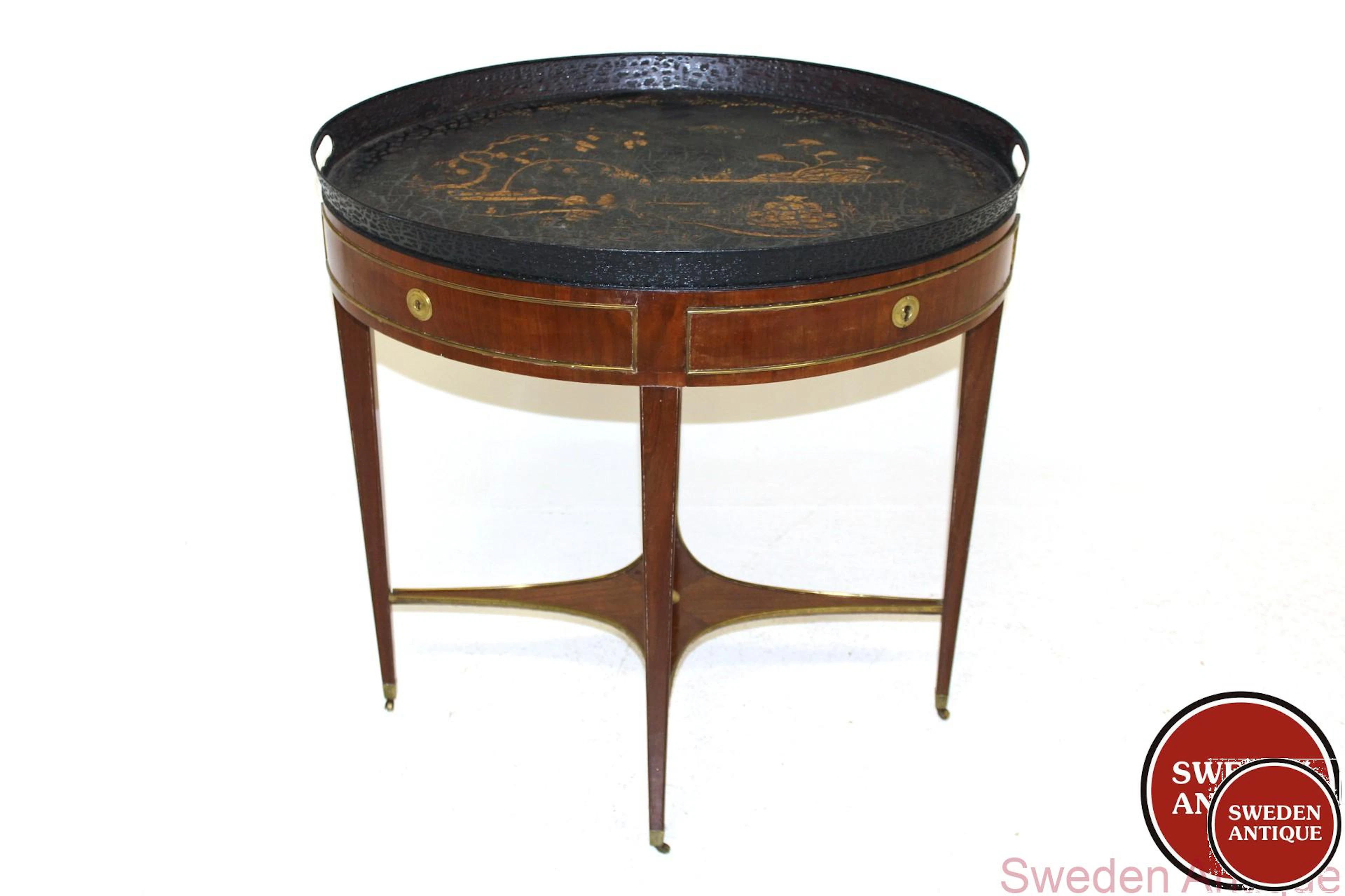 Antique Tary table Gustavian late 18th century tray table, veneered