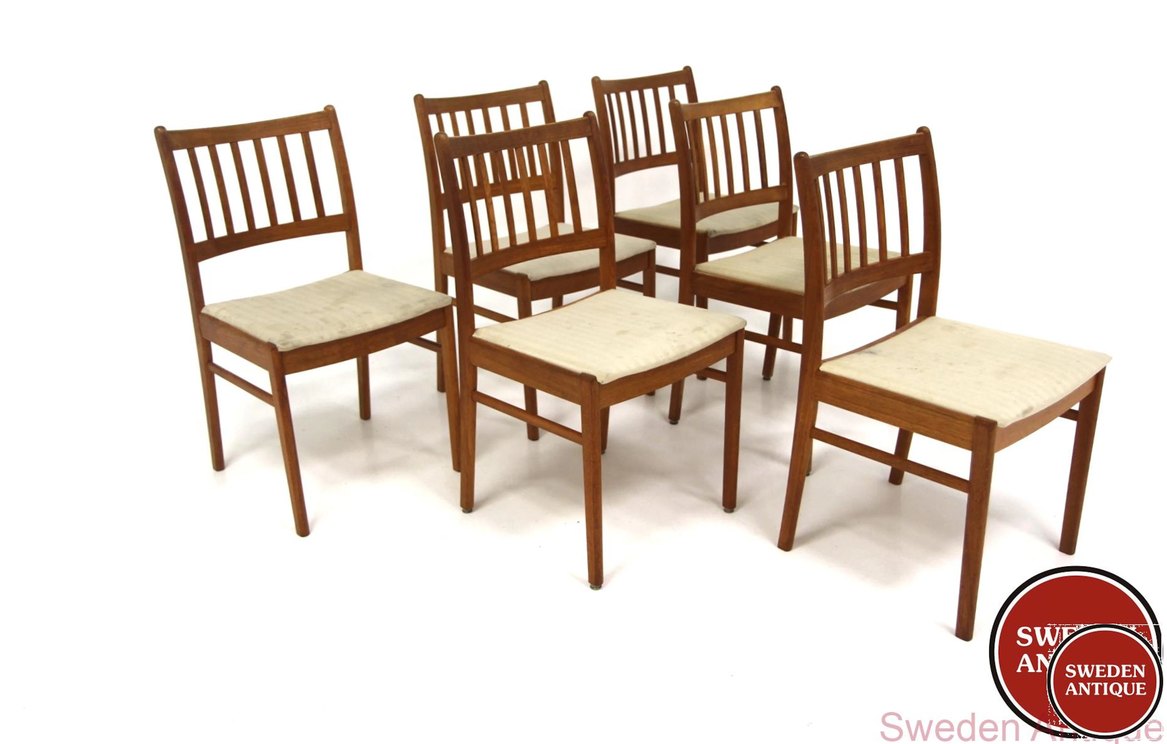 6Pcs Chairs Year: 1960s Origin: Swe. Material: Teak W: 45cm D: 9cm