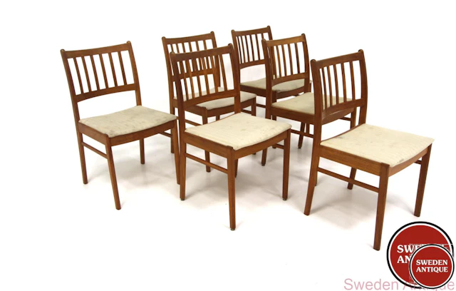 6Pcs Chairs Year: 1960s Origin: Swe. Material: Teak W: 45cm D: 9cm