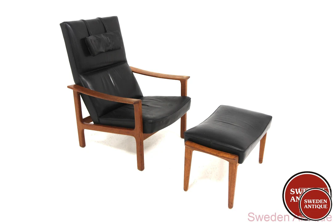 High back Lounge chair + foot stool Bröderna Anderssons Industrier
