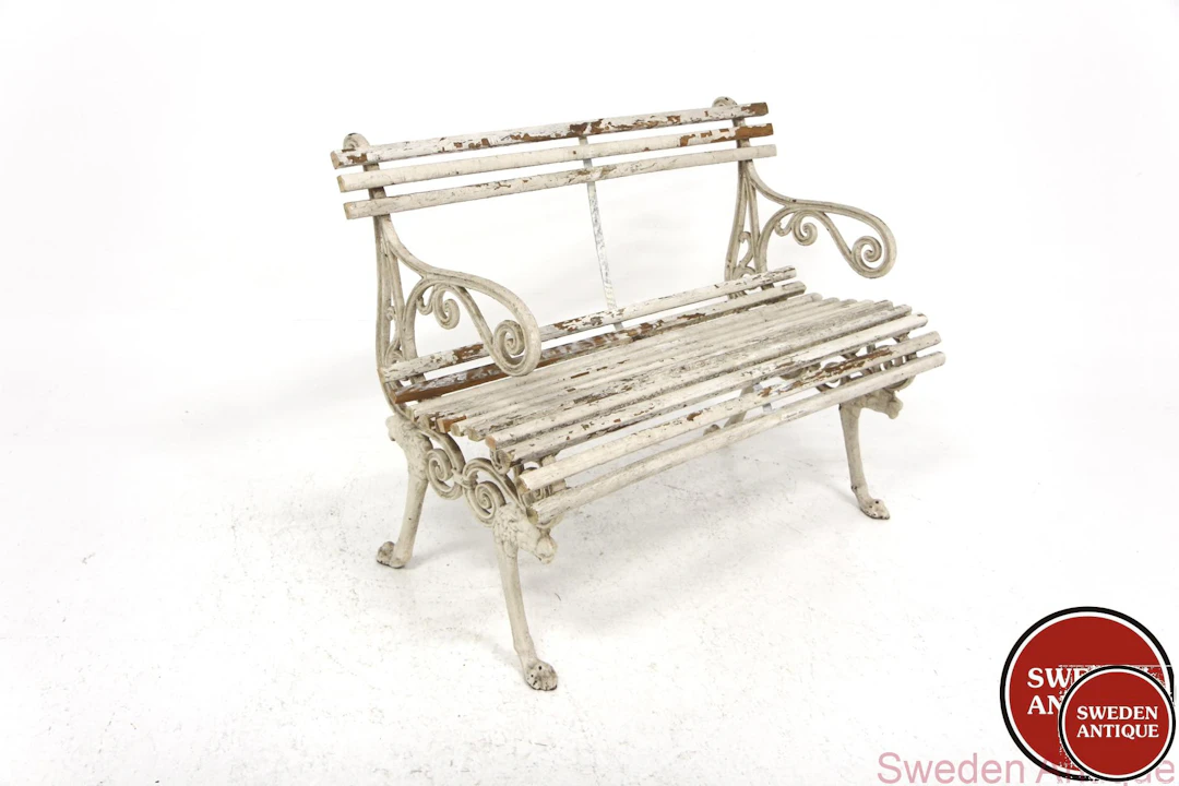 Garden bench 1940s Swe. Metal Wood