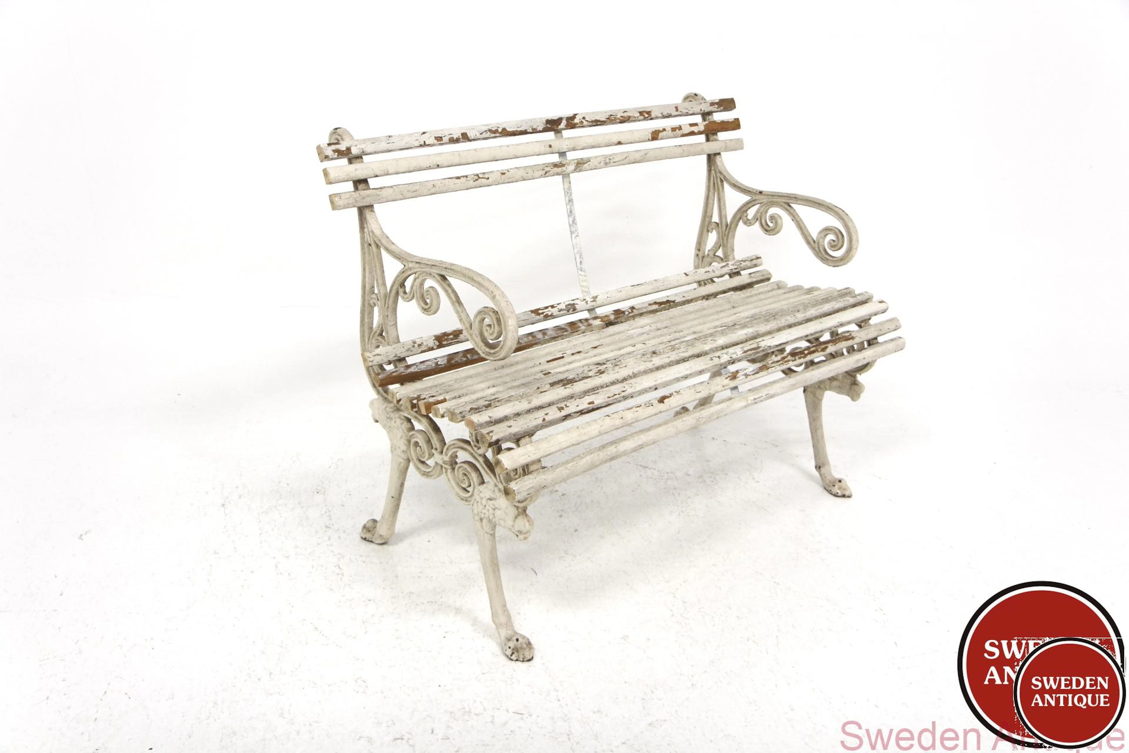 Garden bench 1940s Swe. Metal Wood
