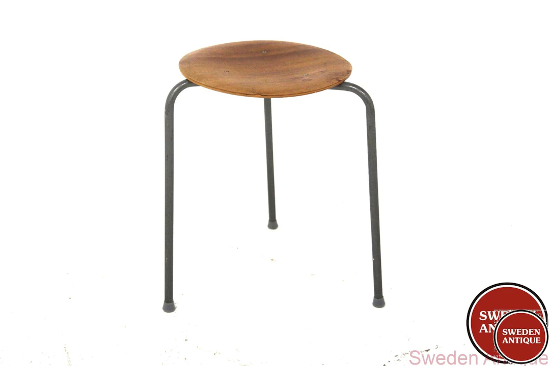 Stool Year: 1960s Origin: Swe. Material: Mahogany Metal W: 43cm D: 43cm H: 44cm