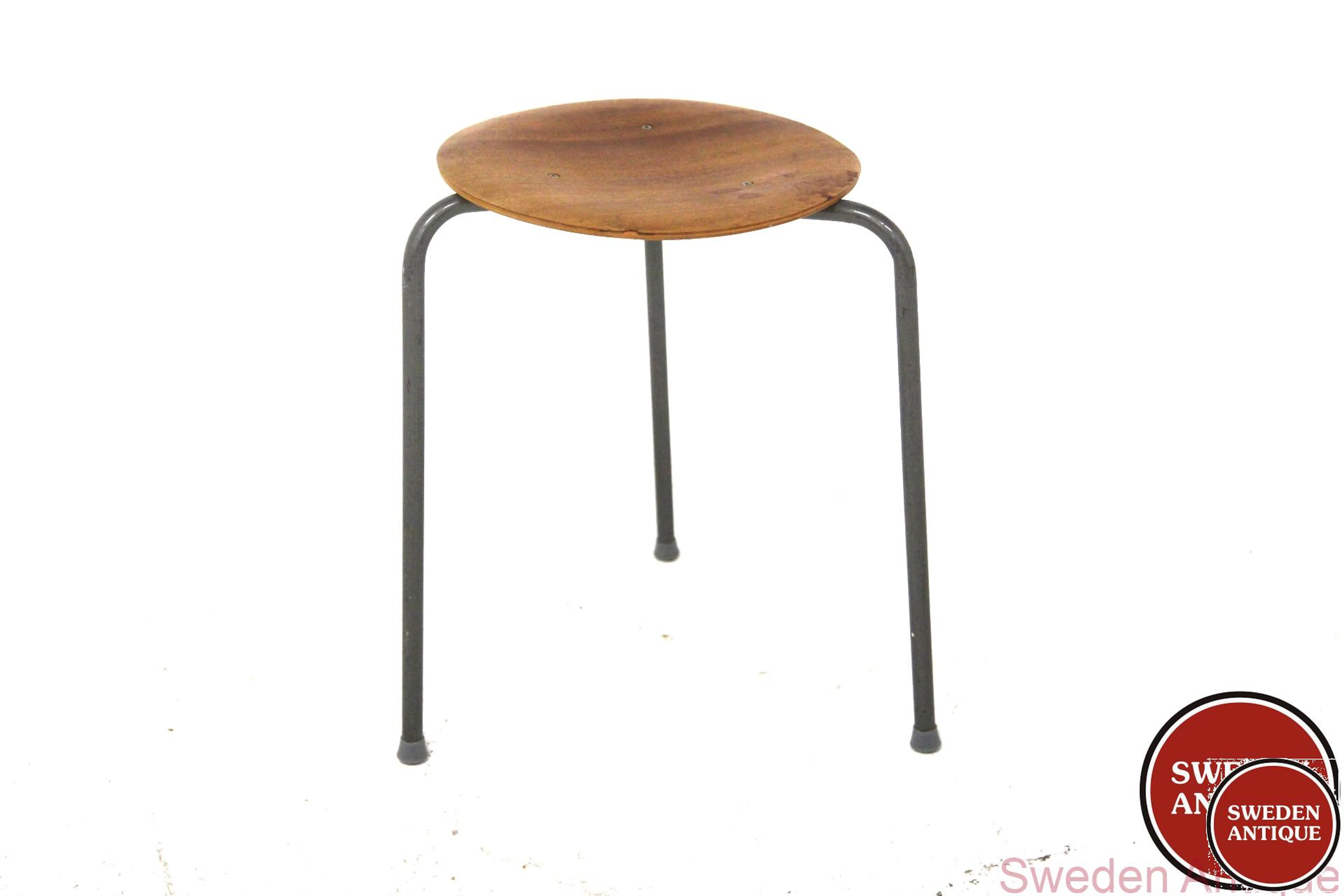 Stool Year: 1960s Origin: Swe. Material: Mahogany Metal W: 43cm D: 43cm H: 44cm