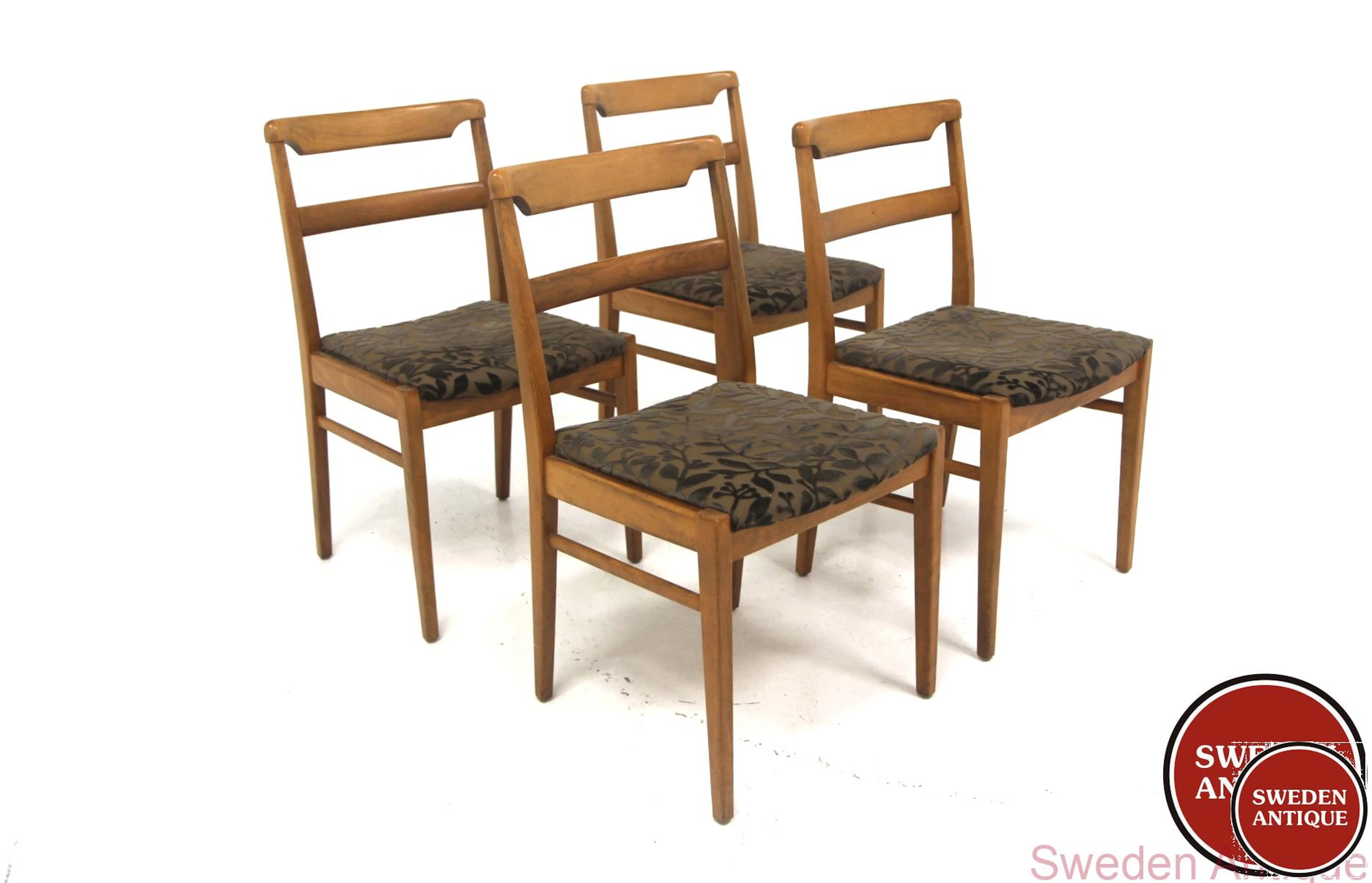 4Pcs Chairs Year: 1950s Origin: Swe. Material: Beech W: 46cm D: 49cm