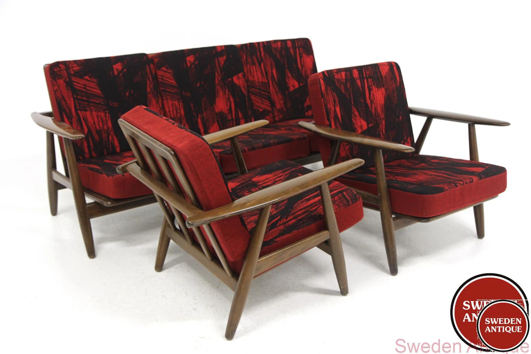 3Pcs 2 Lounge chairs + 3-seat sofaGE 240, Cigaren Hans J Wegner for