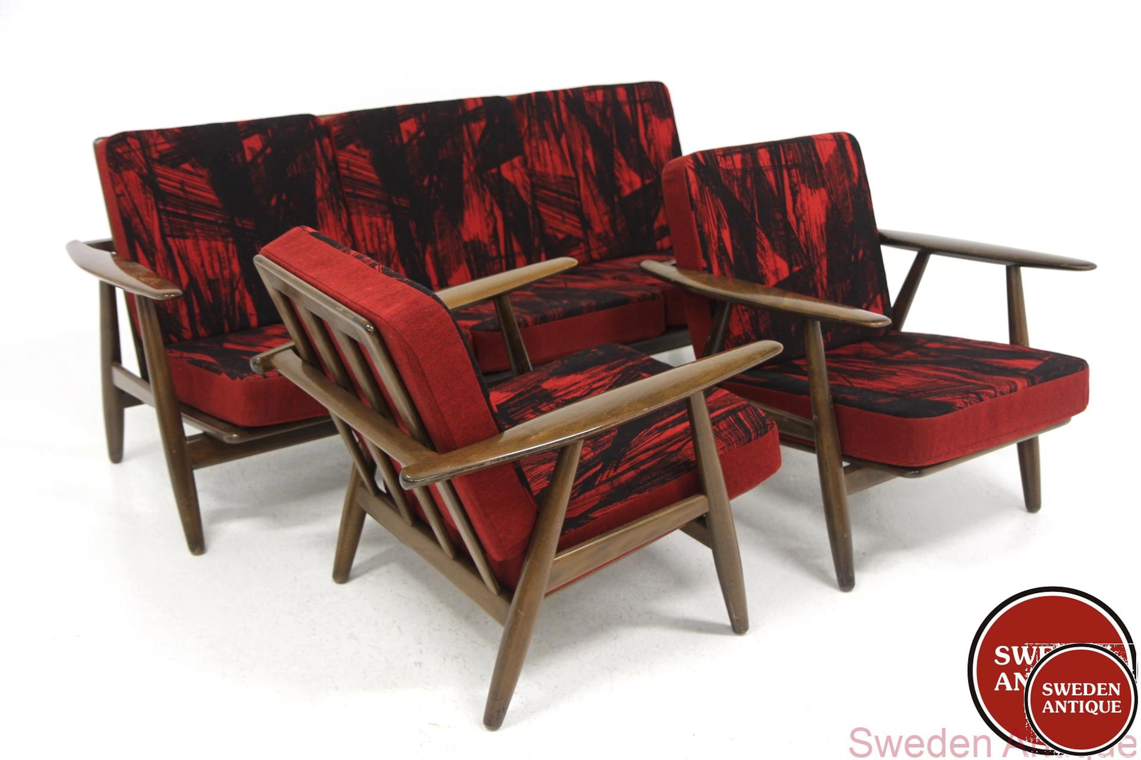 3Pcs 2 Lounge chairs + 3-seat sofaGE 240, Cigaren Hans J Wegner for