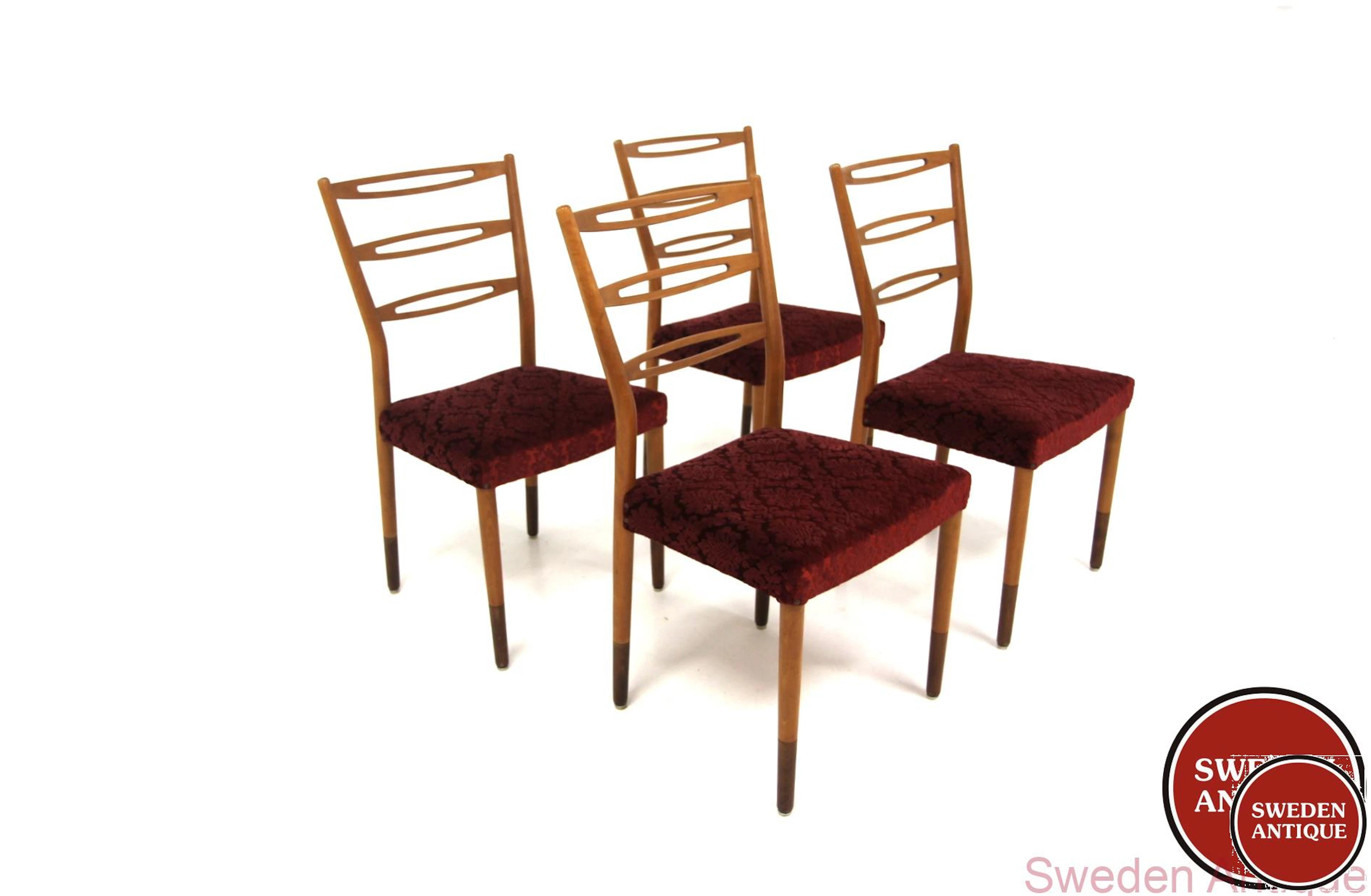 4Pcs Chairs Treman Year: 1960s Origin: Swe. Material: Beech W: 47cm