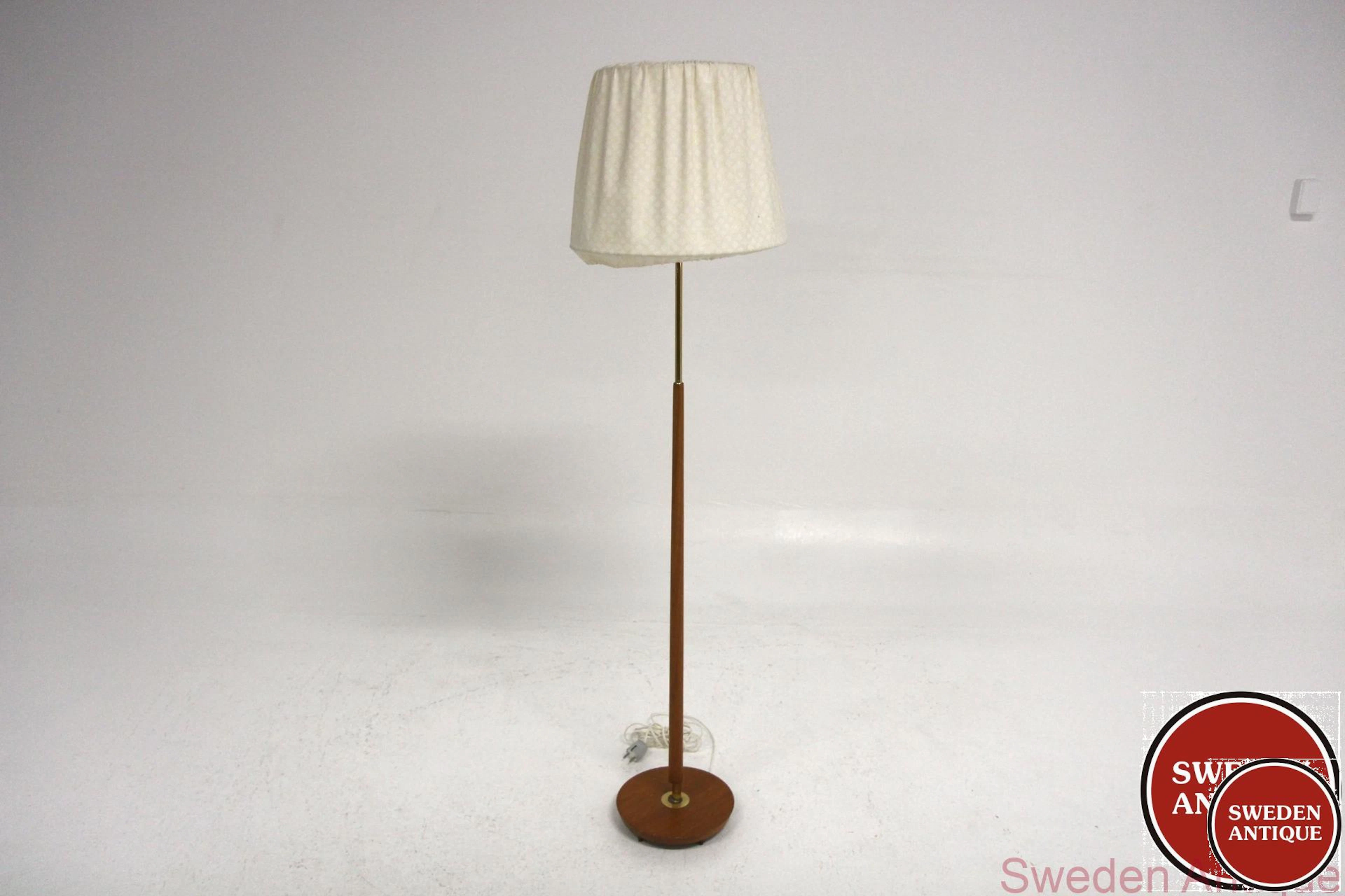 Floor lamp 1950s Swe. Teak Metal