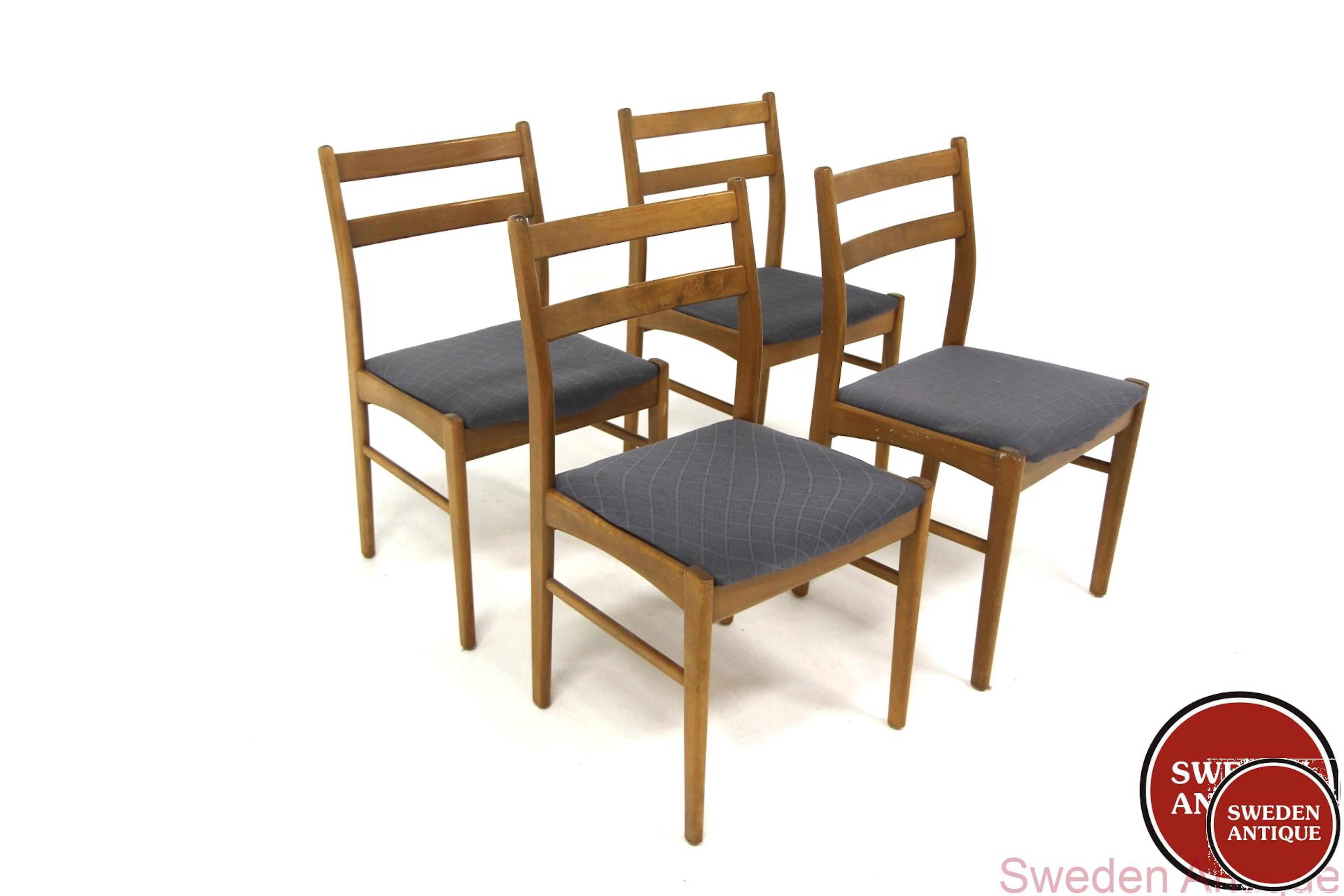 4Pcs Chairs Year: 1960s Origin: Swe. Material: Beech W: 44cm D: 48cm