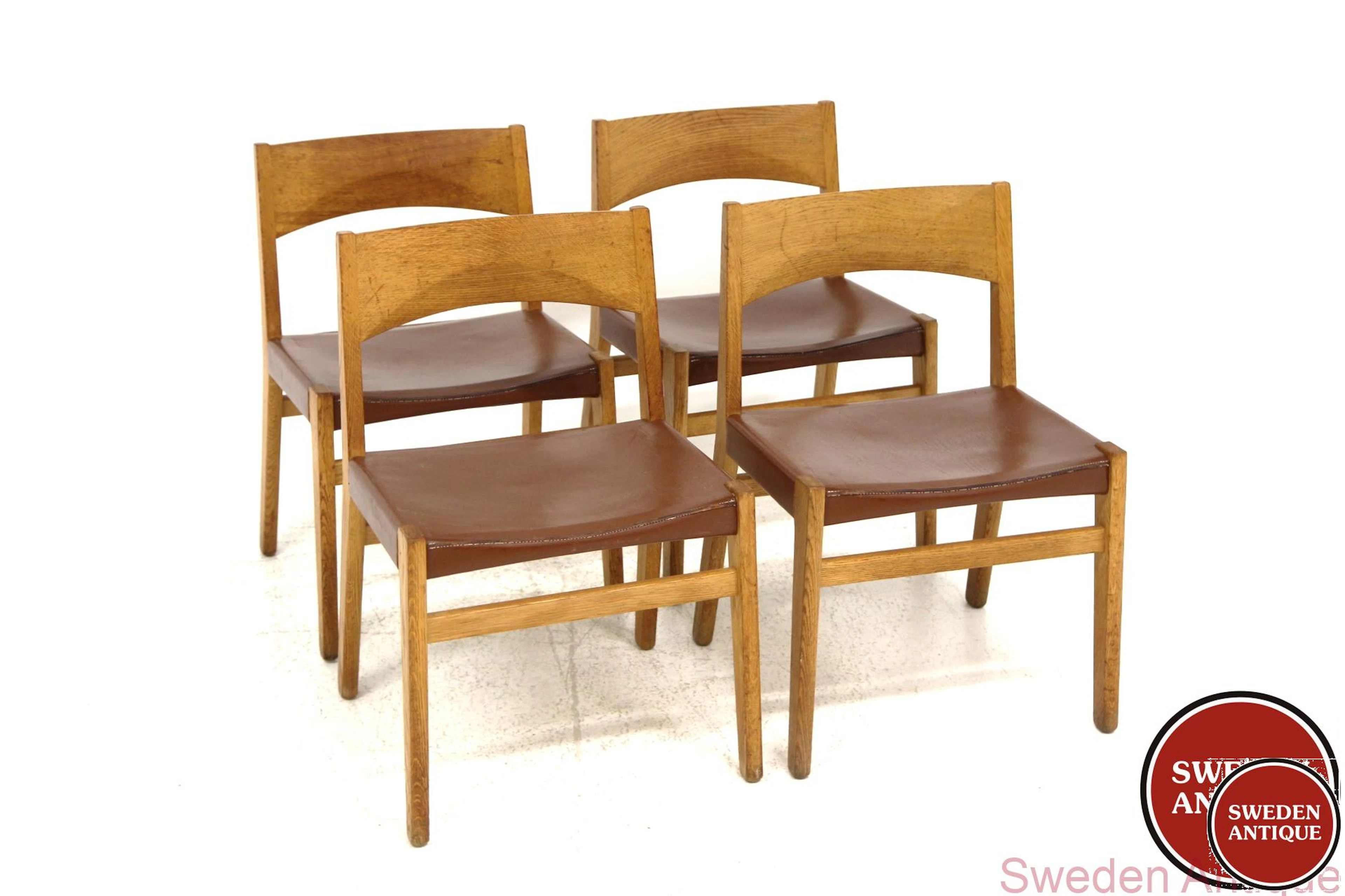 4 Chairs John Vedel-Rieper for Erhard Rasmussen, 1962 1960s Den. Oak Leather