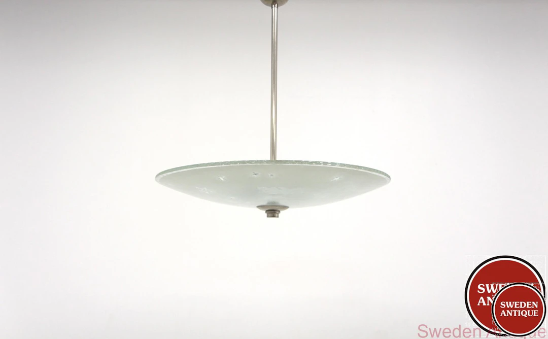 Ceiling lamp Erik Kinell for Glössner 1940s Swe. Glass Metal