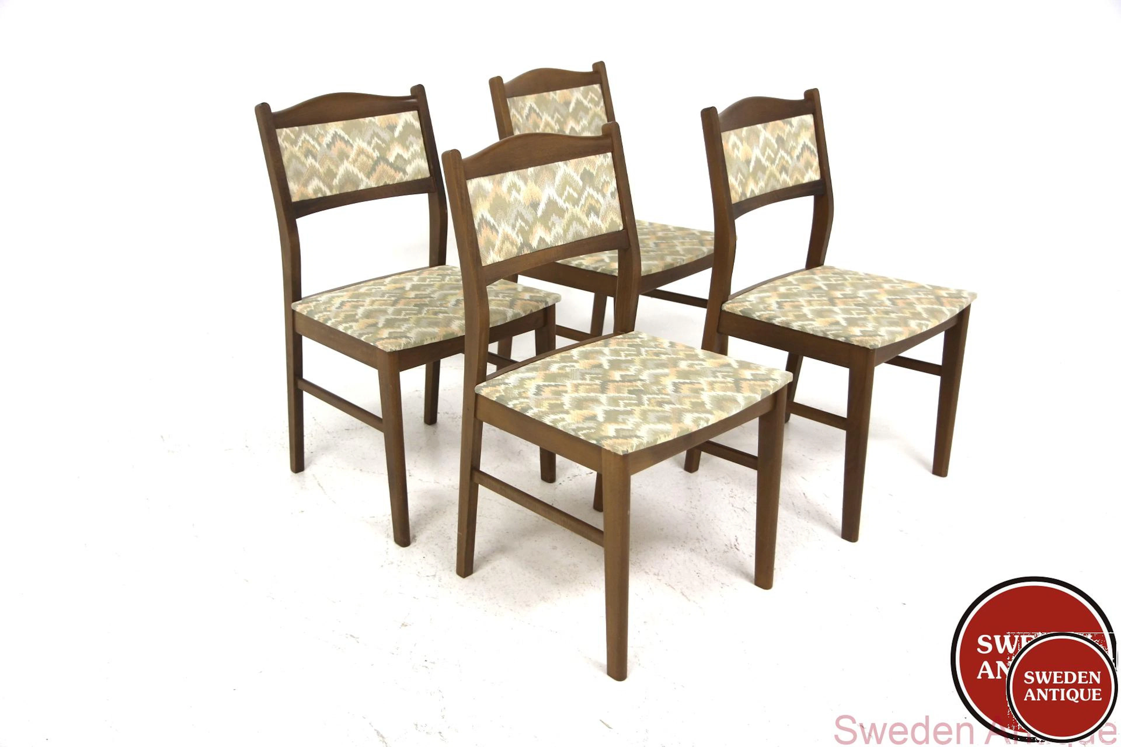 4Pcs Chairs Year: 1970s Origin: Swe. Material: Beech W: 45cm D: 50cm