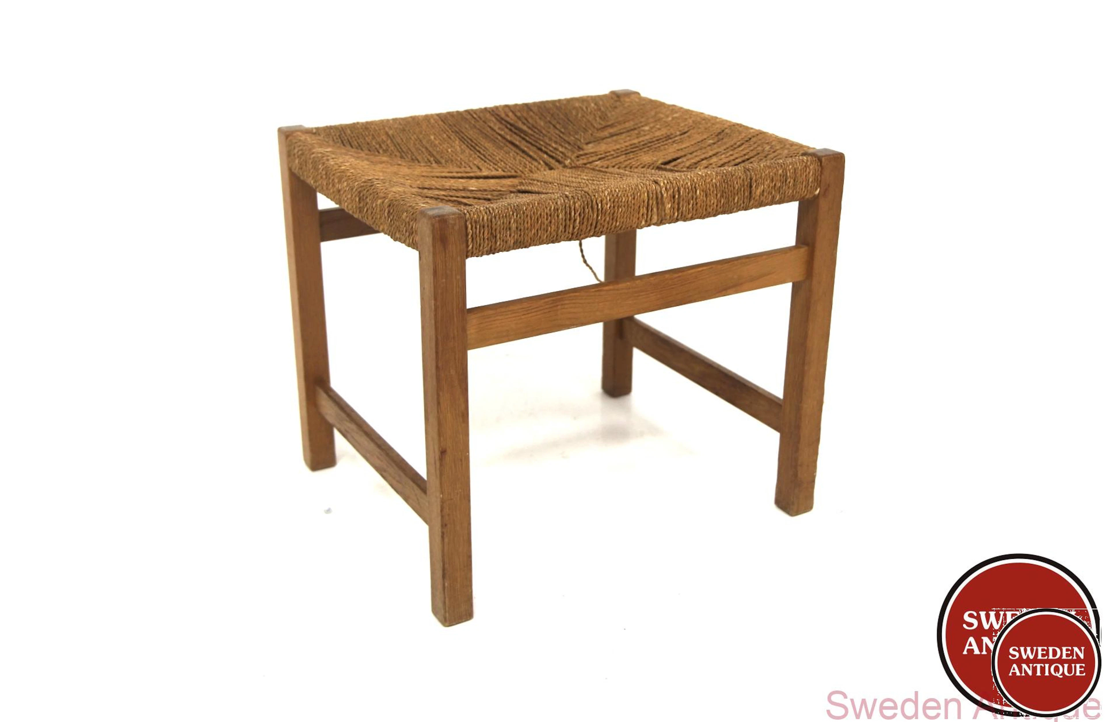 Stool Year: 1950s Origin: Swe. Material: Oak Papercord W: 45cm D: