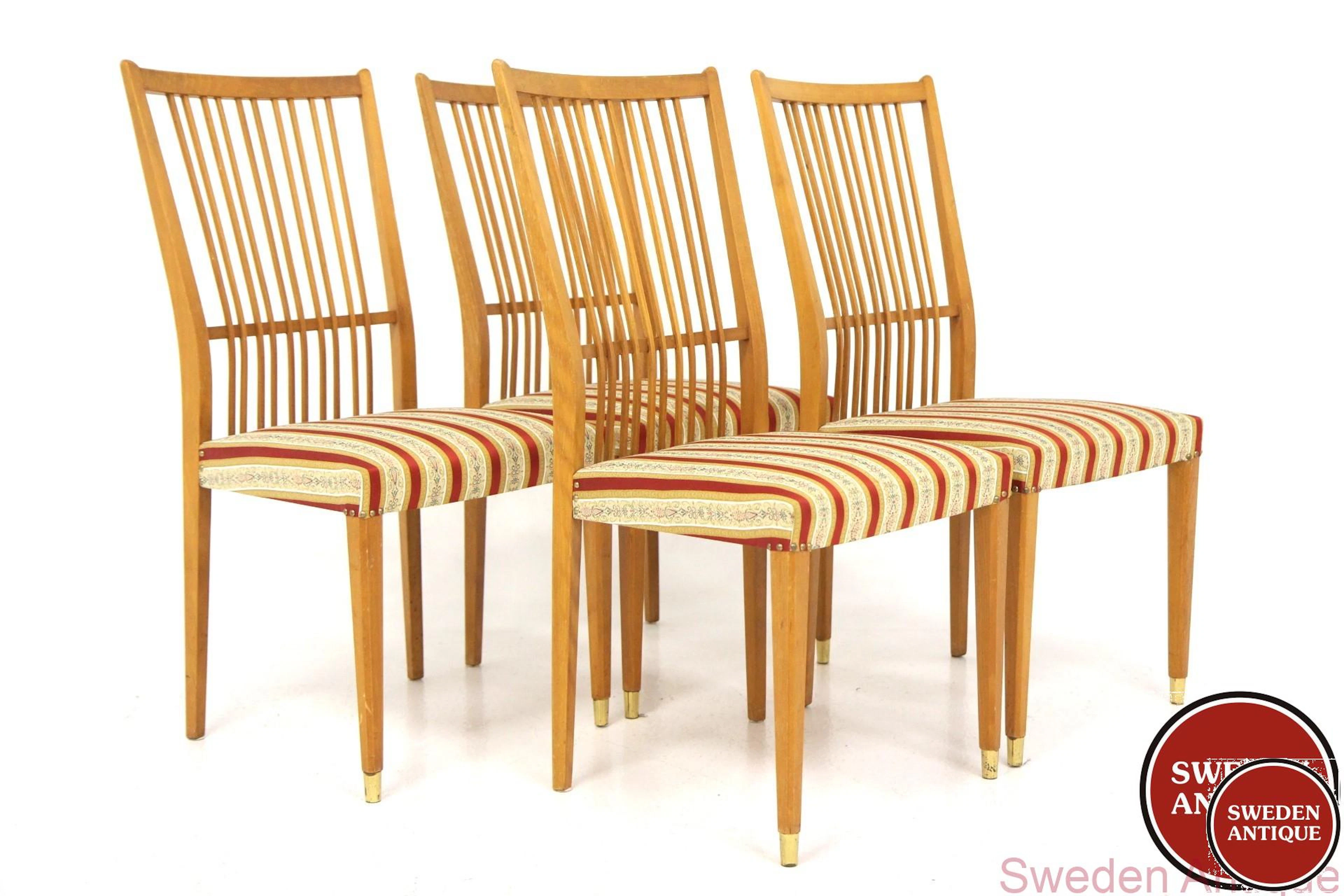 4 Chairs 1960s Swe. Beech Metal