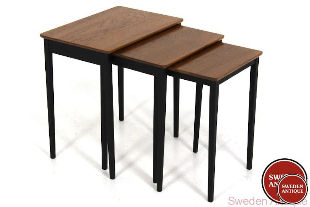 Nesting table Year: 1960s Origin: Swe. Material: Teak Black W: 48,5cm