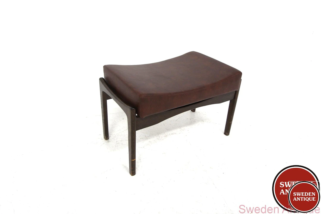 Foot stool Siesta Ib Kofod Larsen for OPE- Möbler 1950s Swe. Oak Vinyl *
