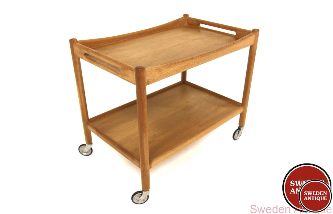 Trolley / serving cart AT-45 Hans J Wegner for Andreas Tuck 1960s Den. Oak
