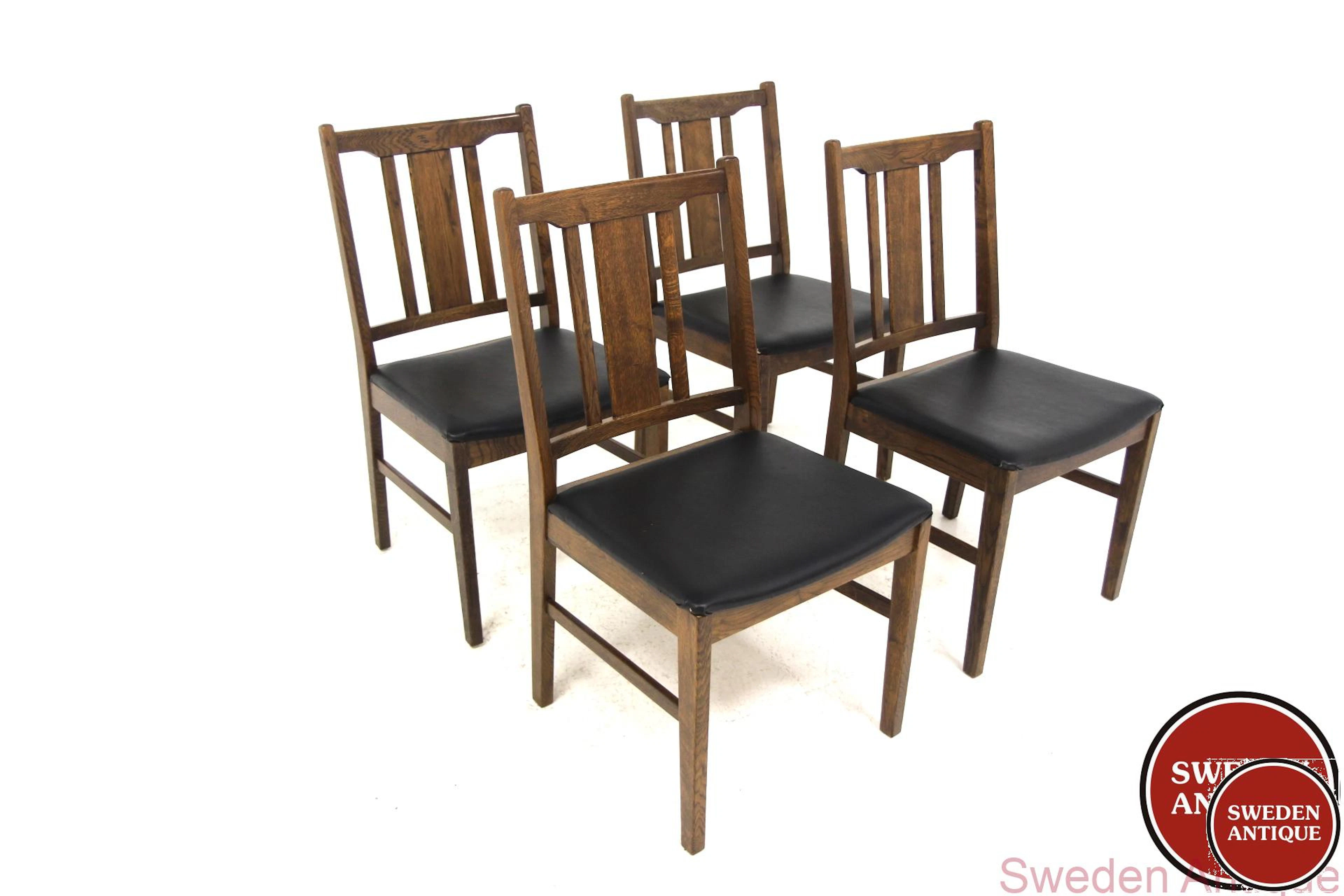4 Chairs 1980s Swe. Oak Vinyl