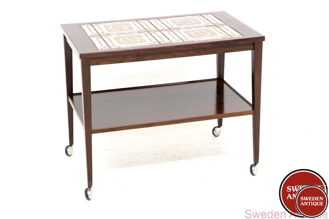 Serving cart / Trolley 1960s Swe. Rosewood Ceramic