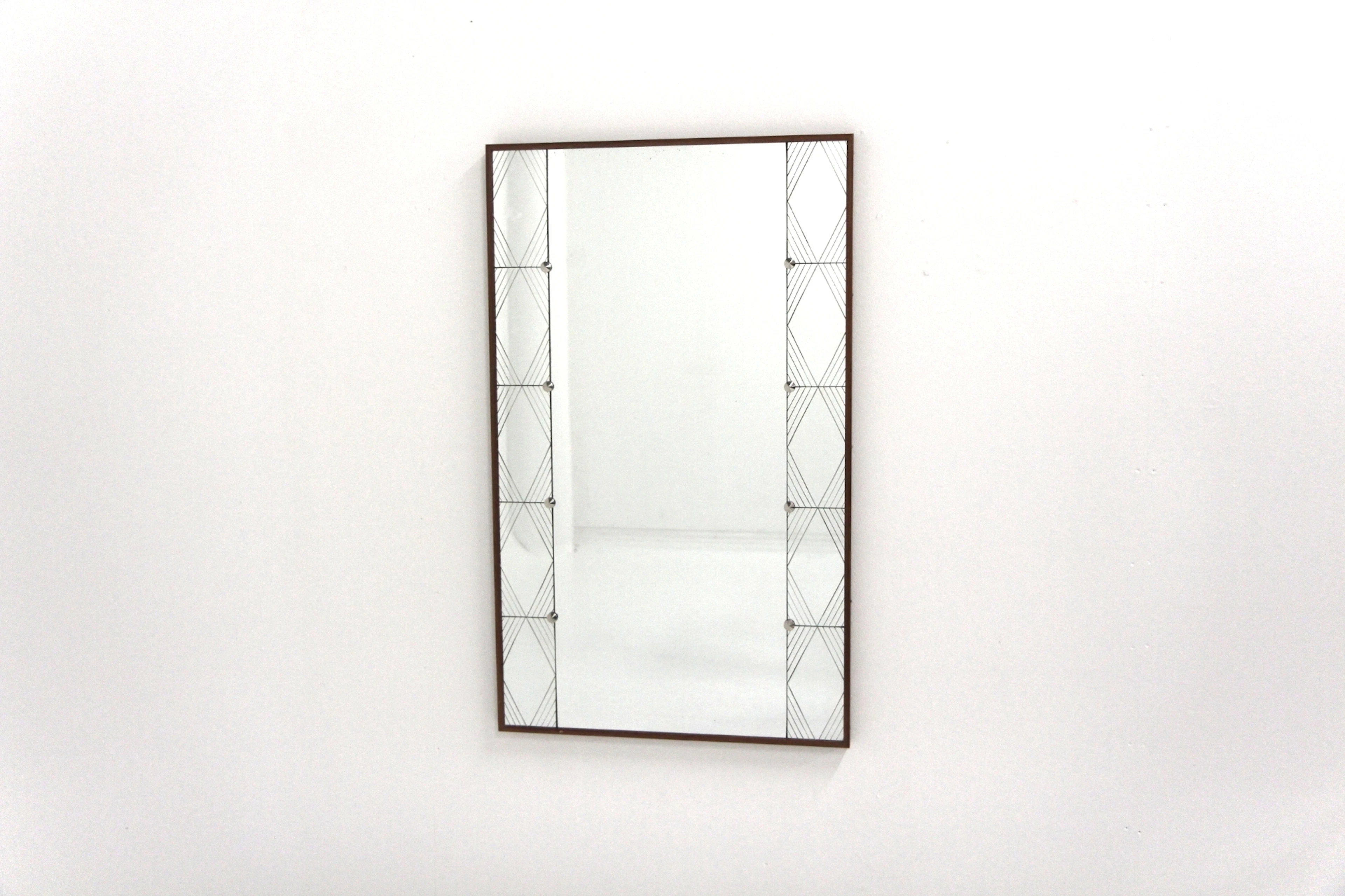 Mirror Glas & Trä ,Hovmantorp Year: 1950s Origin: Swe. Material: Teak