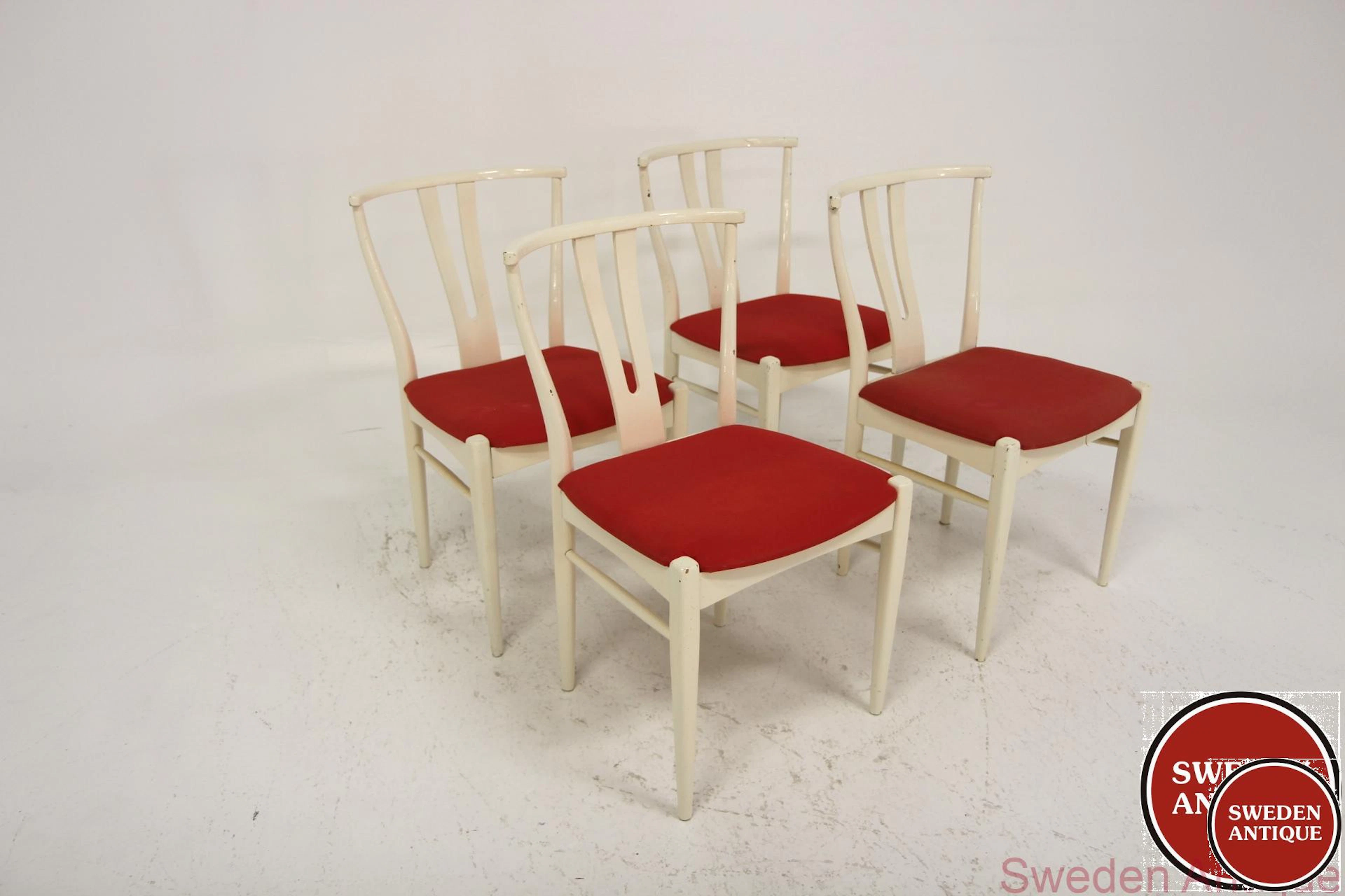4 Chairs Bertil Fridhagen for Bodafors 1960 Swe. White