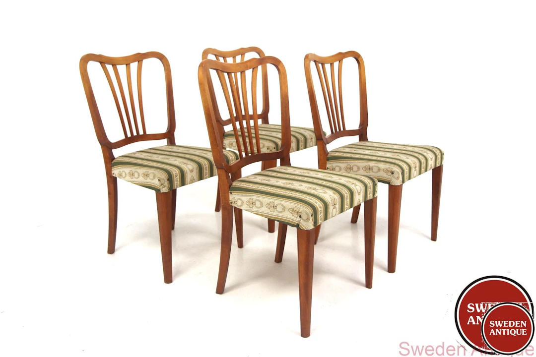 4Pcs Chairs Swedish Modern Year: 1940s Origin: Swe. Material: Beech