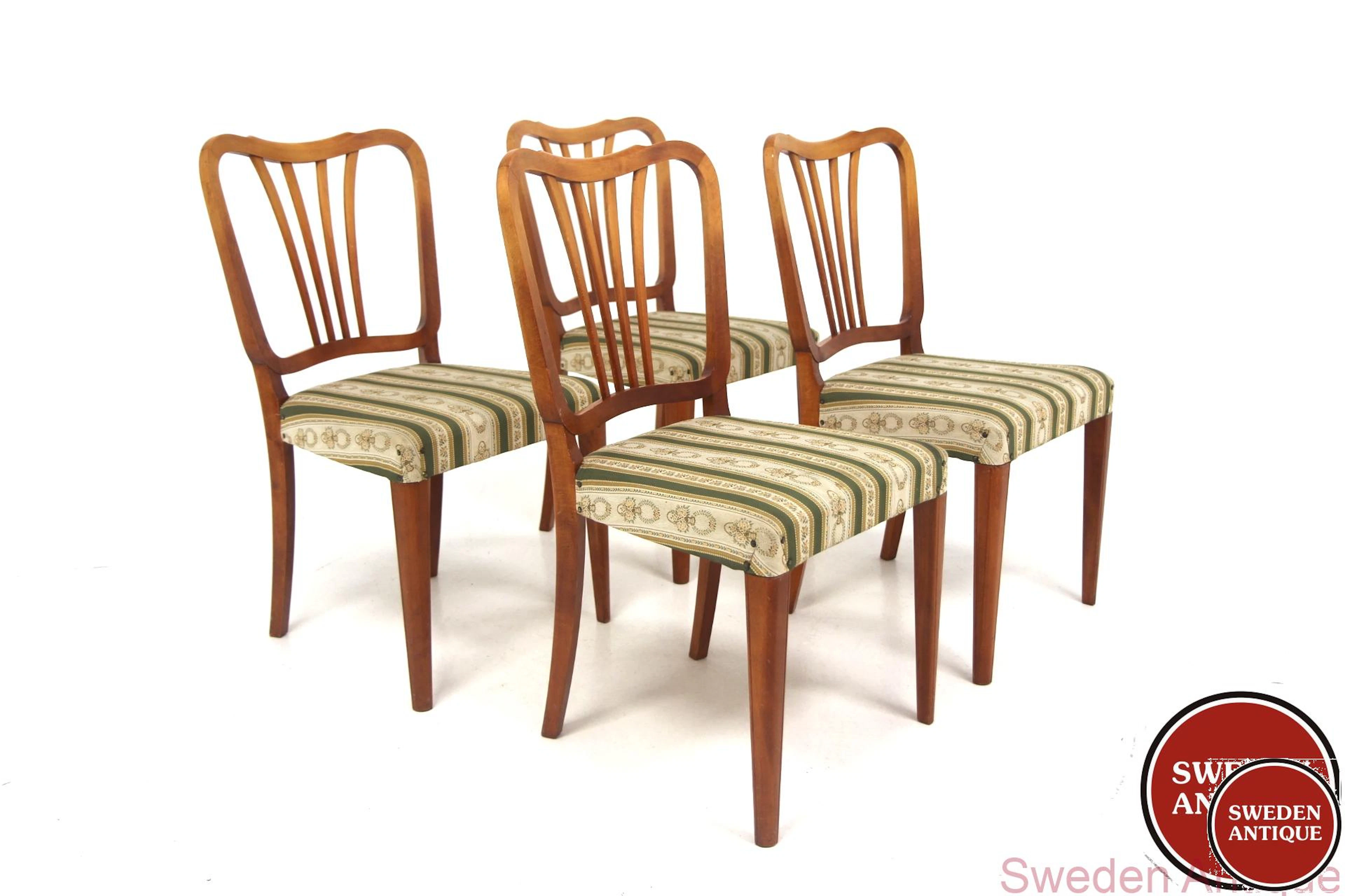 4Pcs Chairs Swedish Modern Year: 1940s Origin: Swe. Material: Beech