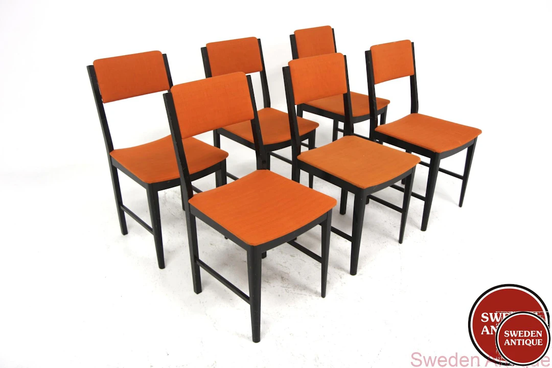 6 Chairs 1950s Swe. Black
