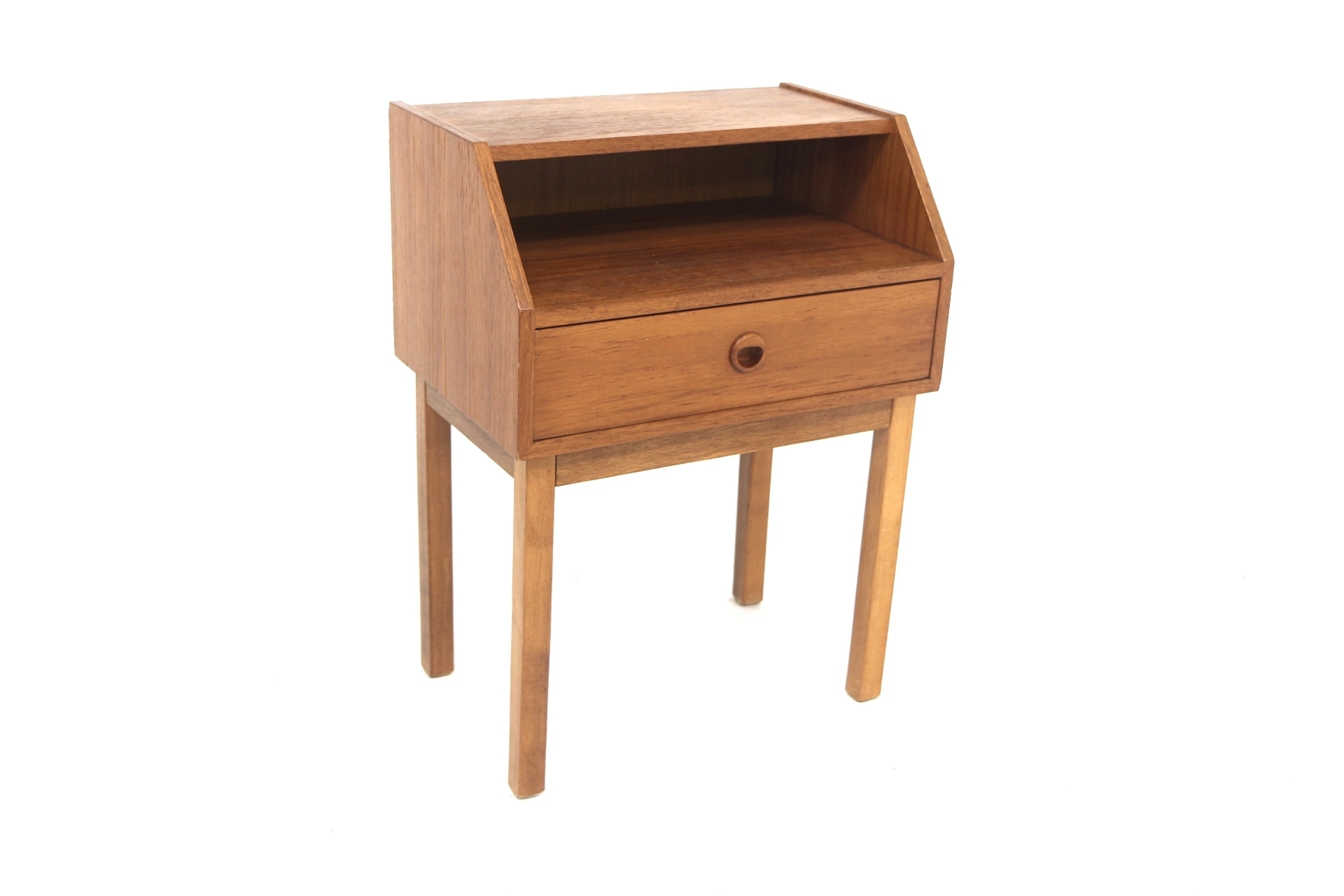 Bedside table Year: 1960s Origin: Swe. Material: Teak Beech W: 45cm