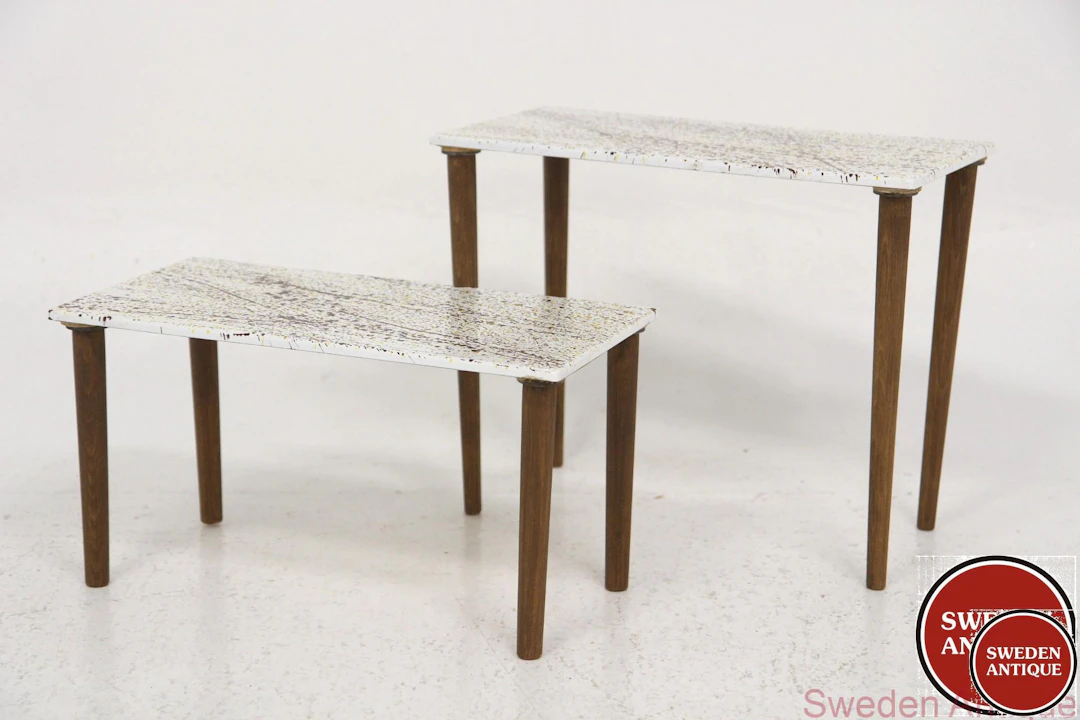 2 Side tables 1970sSwe.Beech Enamel
