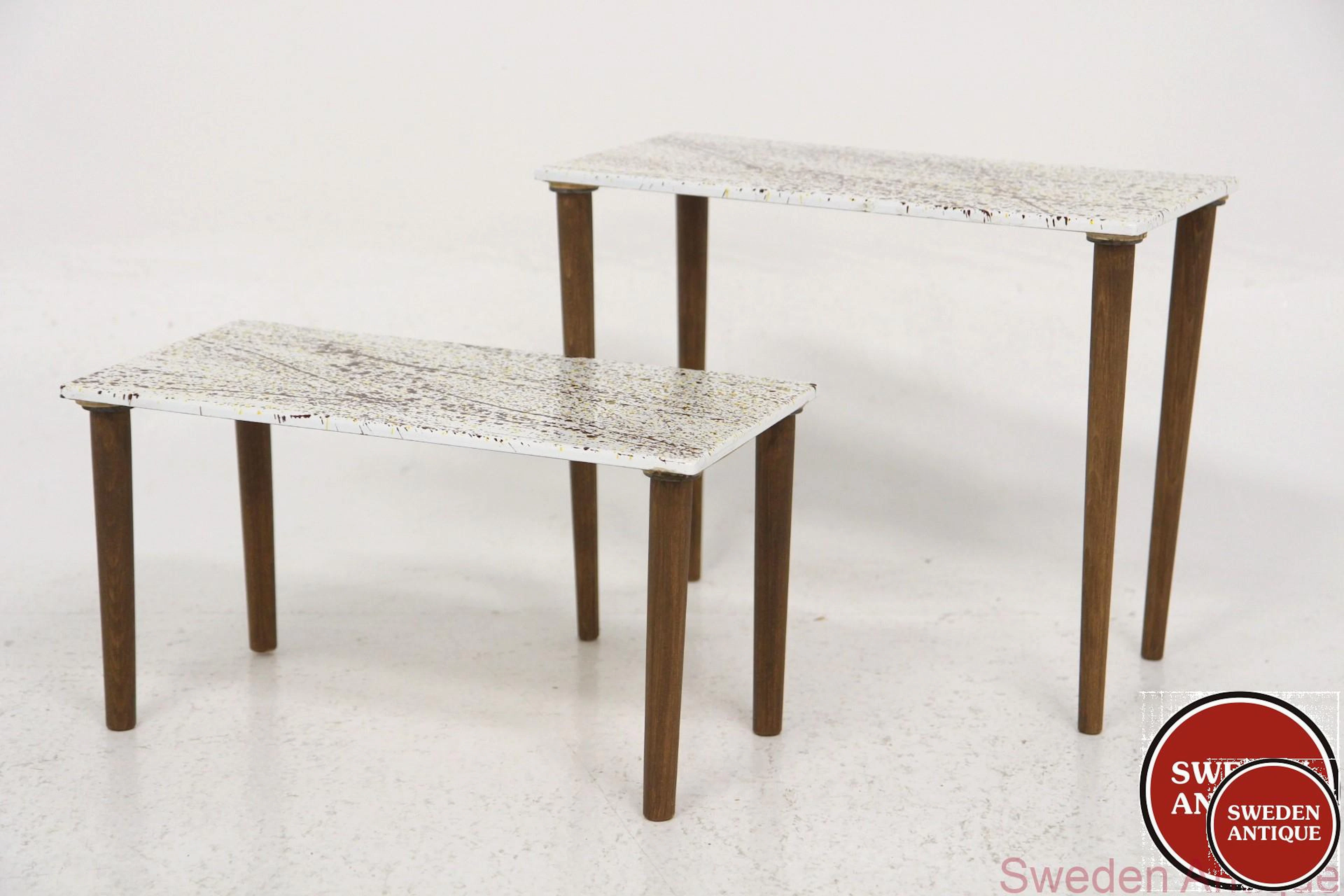 2 Side tables 1970sSwe.Beech Enamel