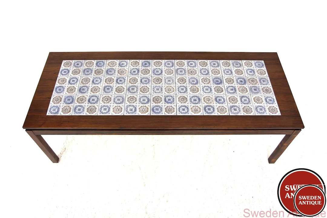 Coffee table 1960s Swe. Rosewood Ceramic