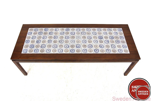 Coffee table 1960s Swe. Rosewood Ceramic
