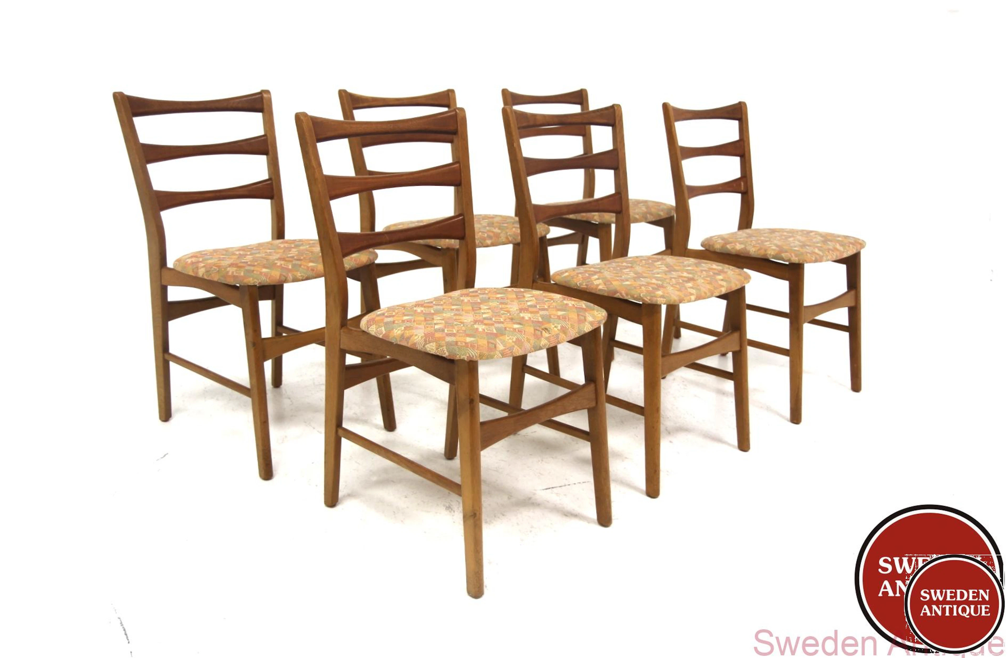 6Pcs Chairs Year: 1960s Origin: Den. Material: Teak Oak W: 44cm D: