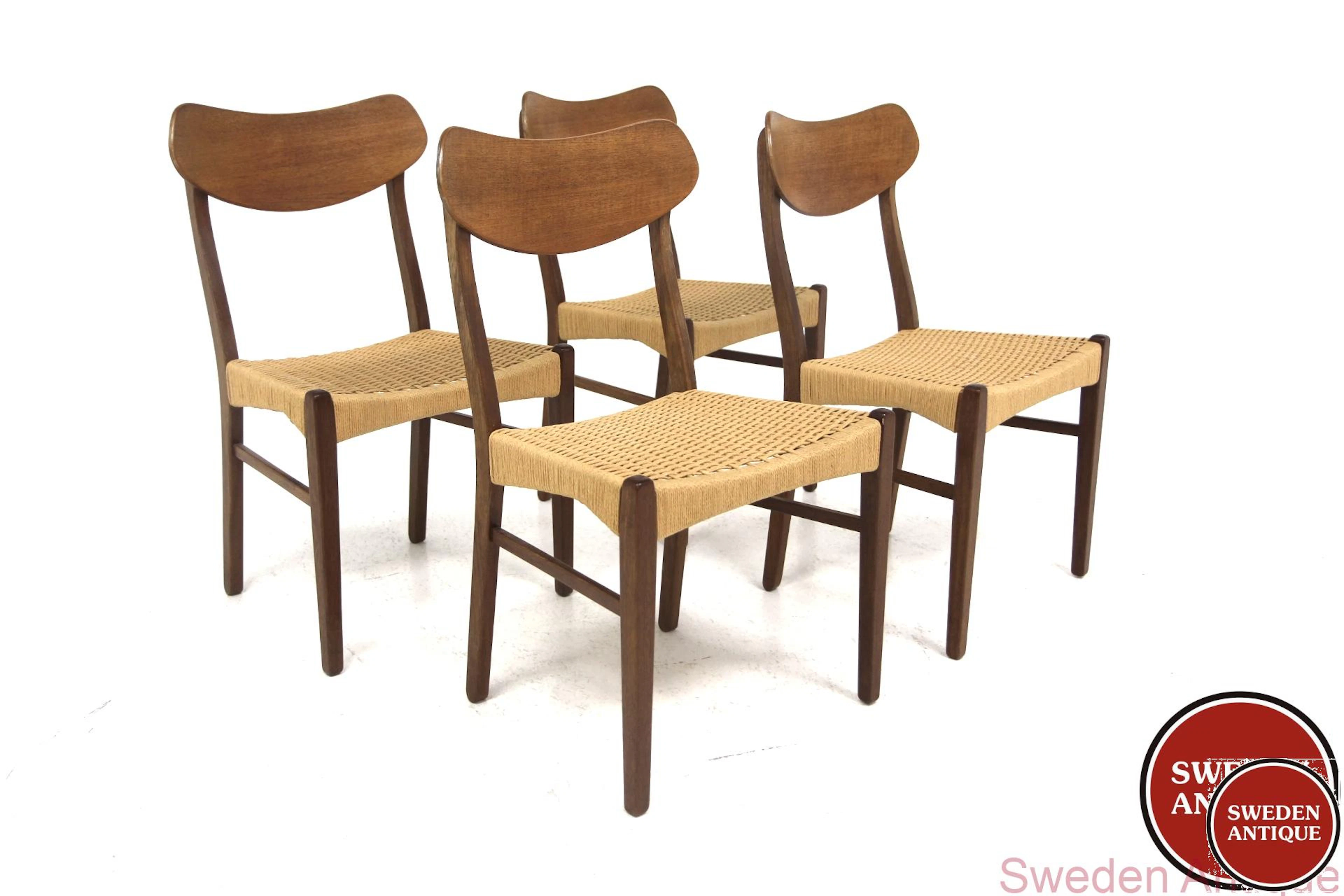 4Pcs Chairs Year: 1960s Origin: Den. Material: Teak Papercord W: 50cm