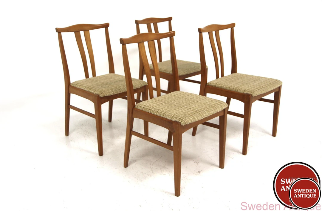 4Pcs Chairs Year: 1960s Origin: Swe. Material: Beech W: 46cm D: 52cm