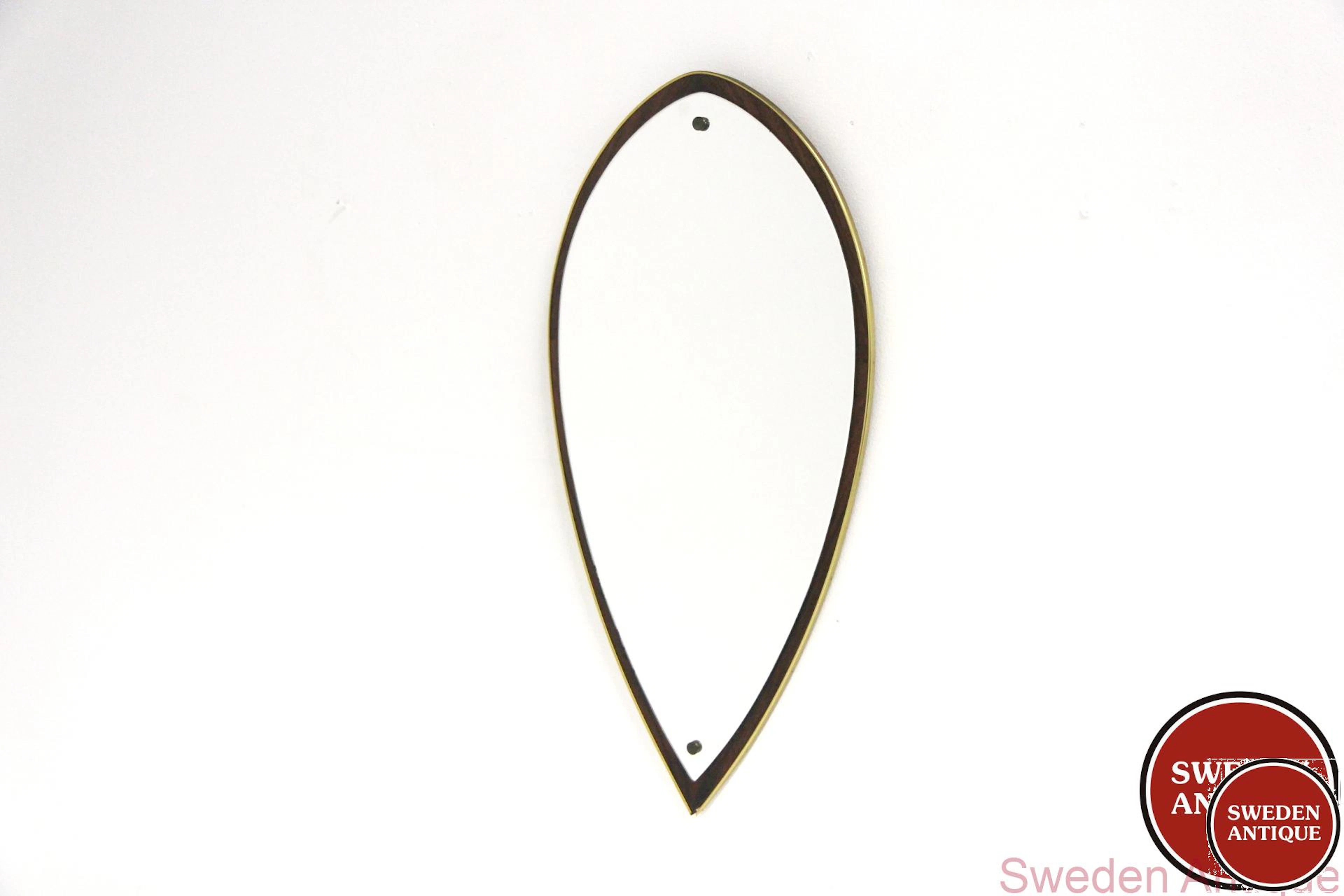 Mirror 1950s Swe. Rosewood Metal Glass