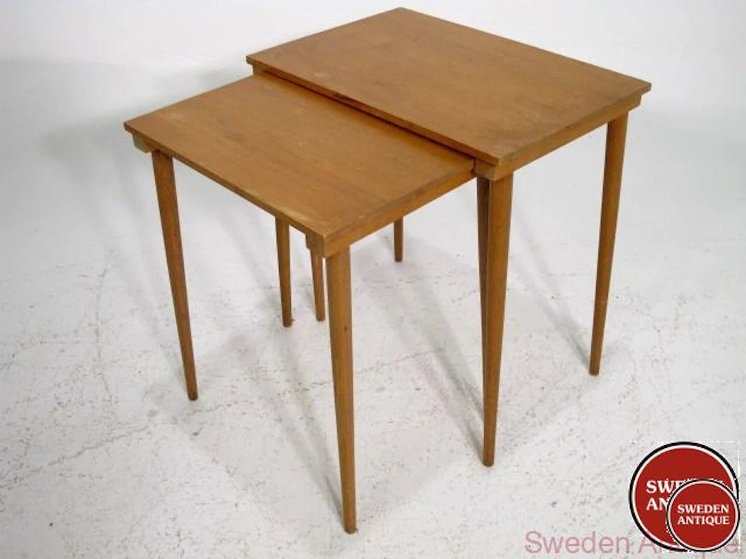 Nesting table Year: 1960s Origin: Swe. Material: Oak W: 48cm D: 32cm H: 51cm
